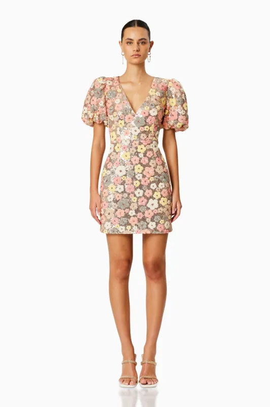 Garden Mini Puff Sleeve Dress In Florals sold by Elliatt
