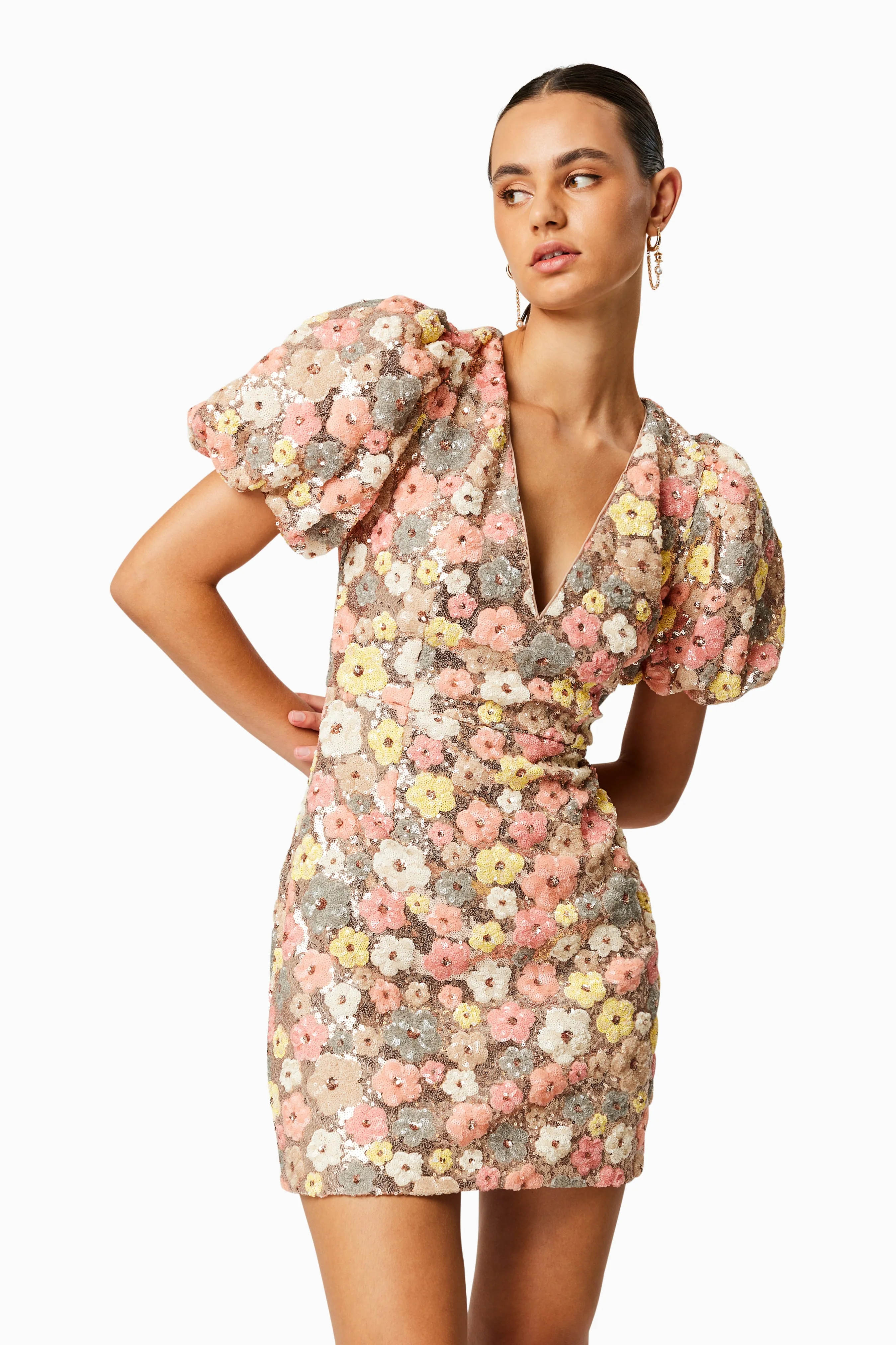 Garden Mini Puff Sleeve Dress In Florals sold by Elliatt product image thumbnail 2