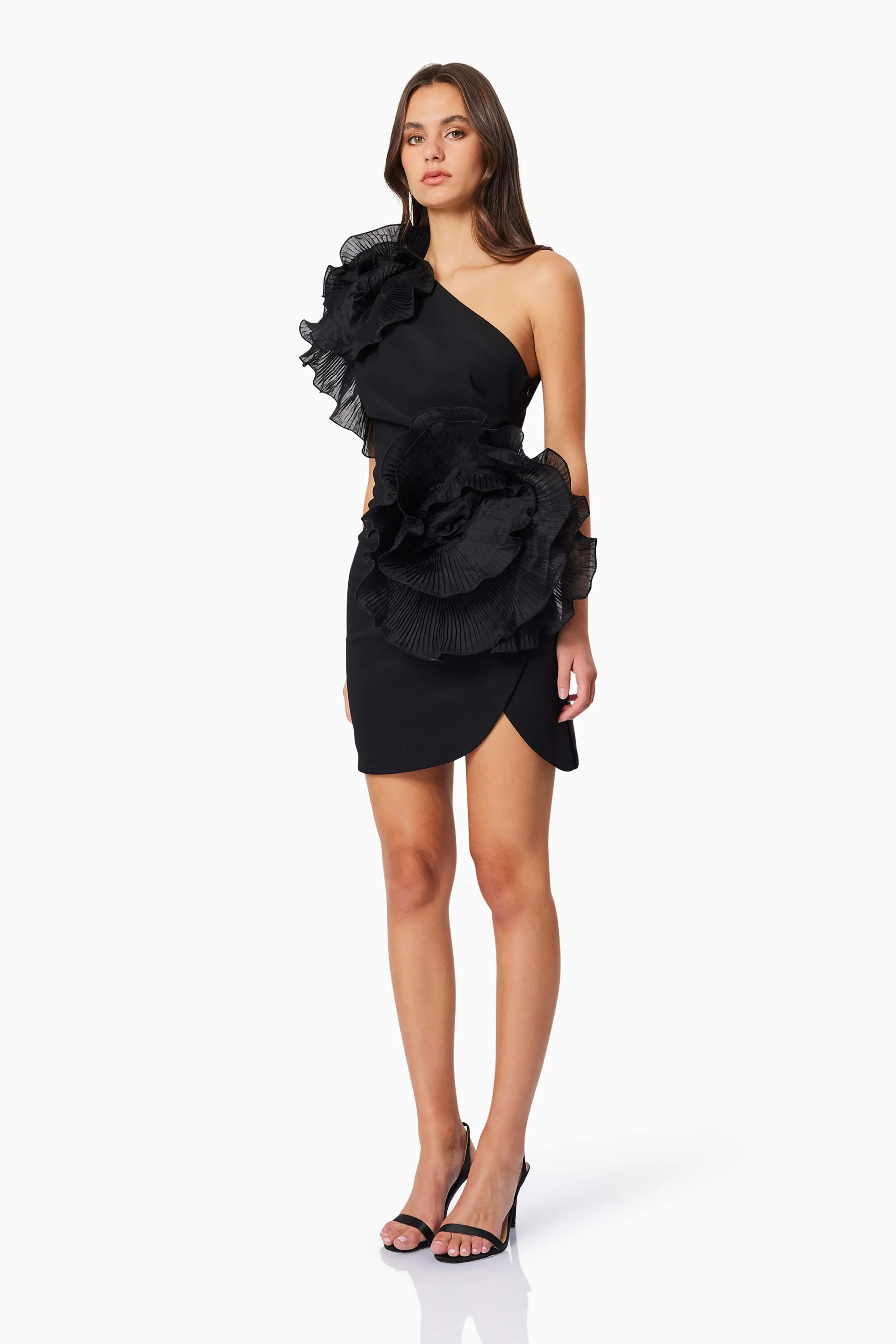 Maya 3D Floral Cocktail Dress in Black sold by Elliatt product image thumbnail 4