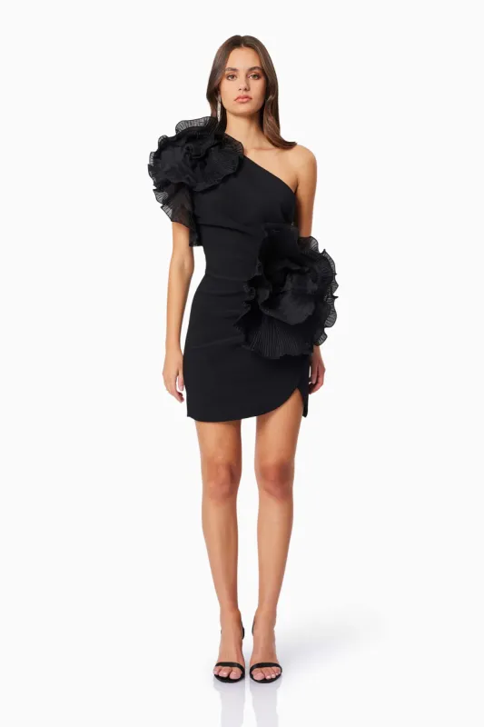 Maya 3D Floral Cocktail Dress in Black sold by Elliatt