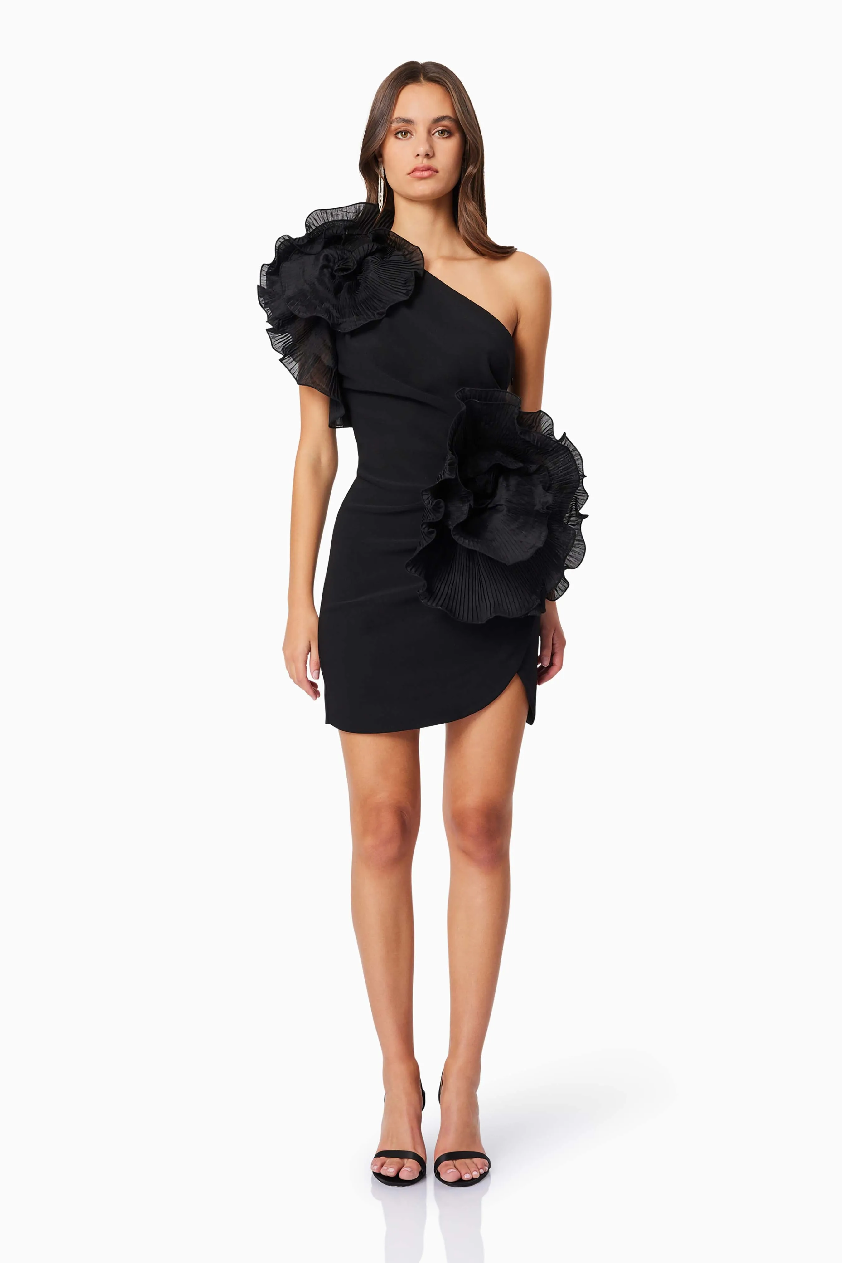 Maya 3D Floral Cocktail Dress in Black sold by Elliatt