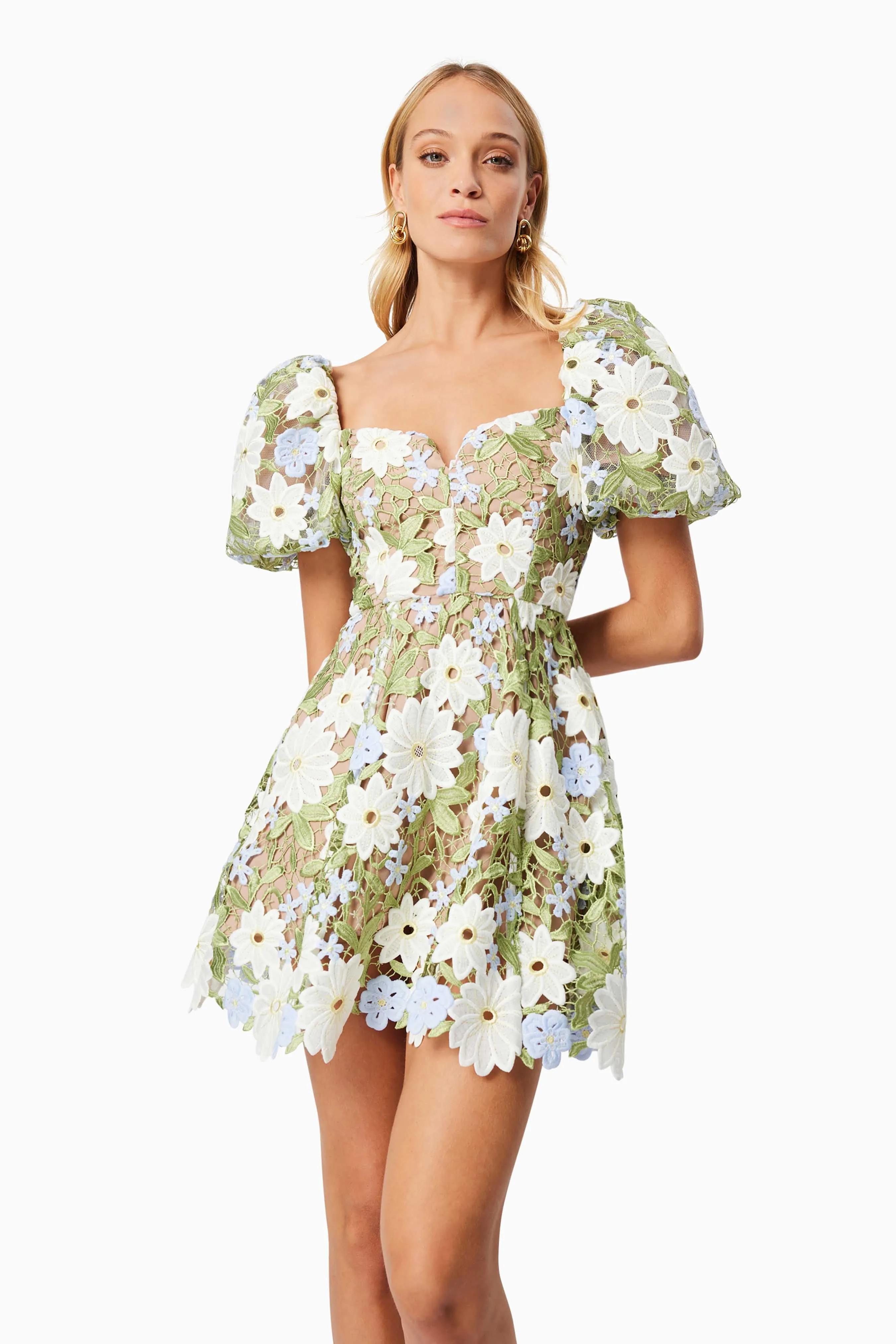 Flora Lace Mini Dress in Green sold by Elliatt product image thumbnail 2