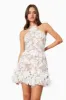Valentina 3D Floral Mini Dress in White sold by Elliatt