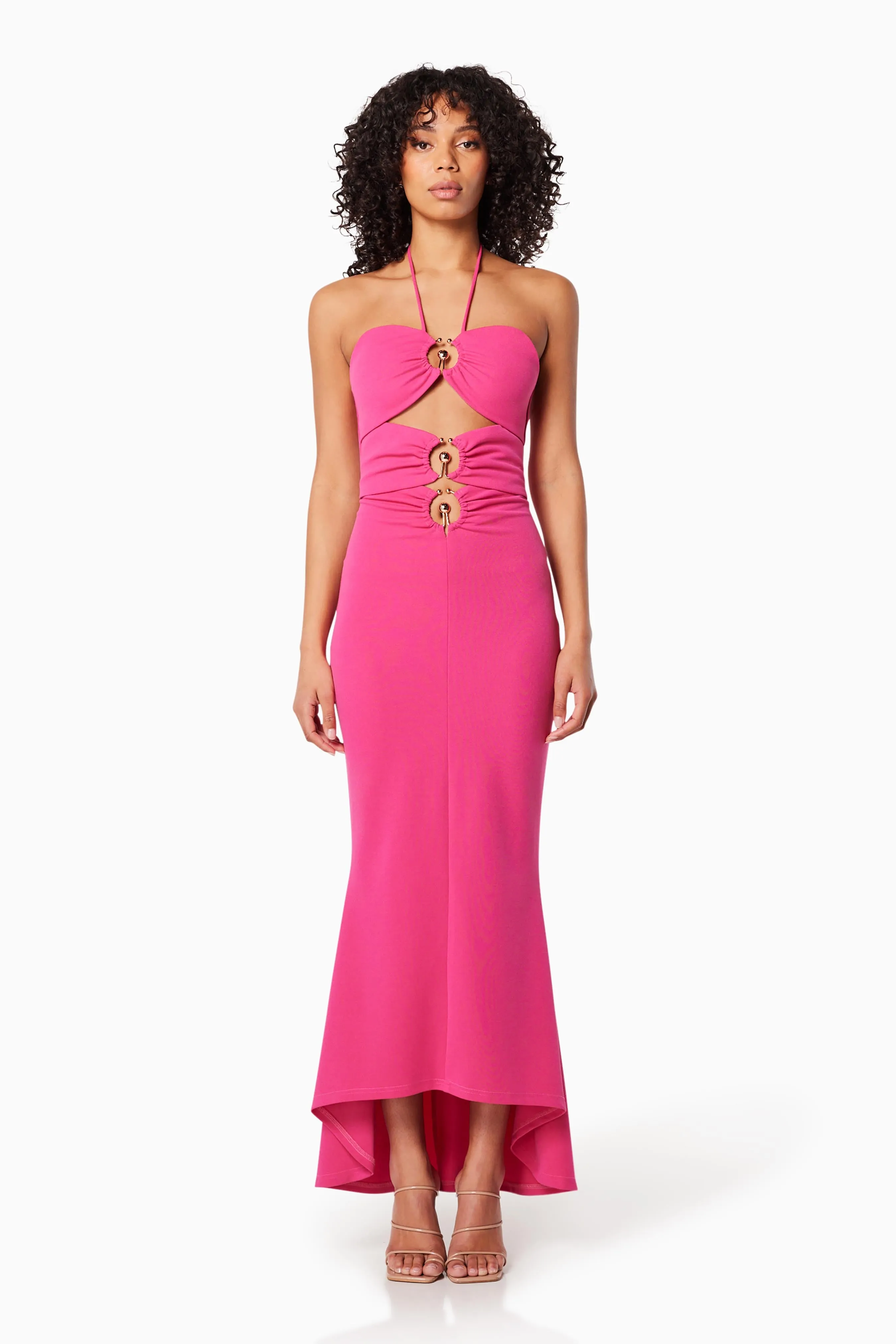 Lillie Halter Neck Maxi Dress In Pink sold by Elliatt