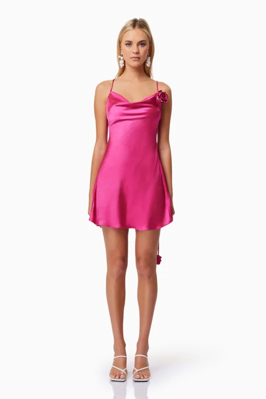 Zinnia Cowl Neck Party Mini Dress In Pink sold by Elliatt
