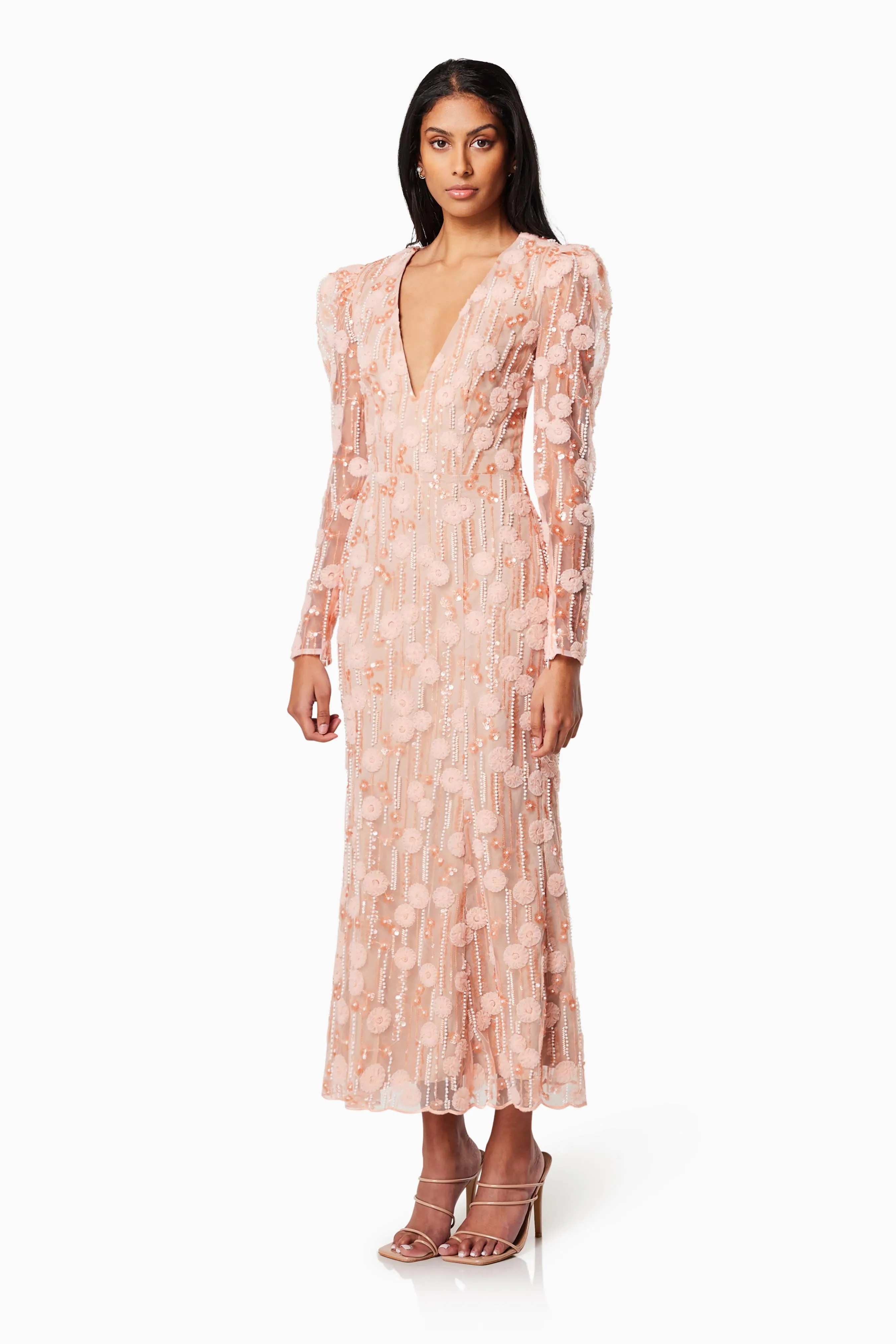 La Rochelle V Shaped Maxi Gown In Pink sold by Elliatt product image thumbnail 3
