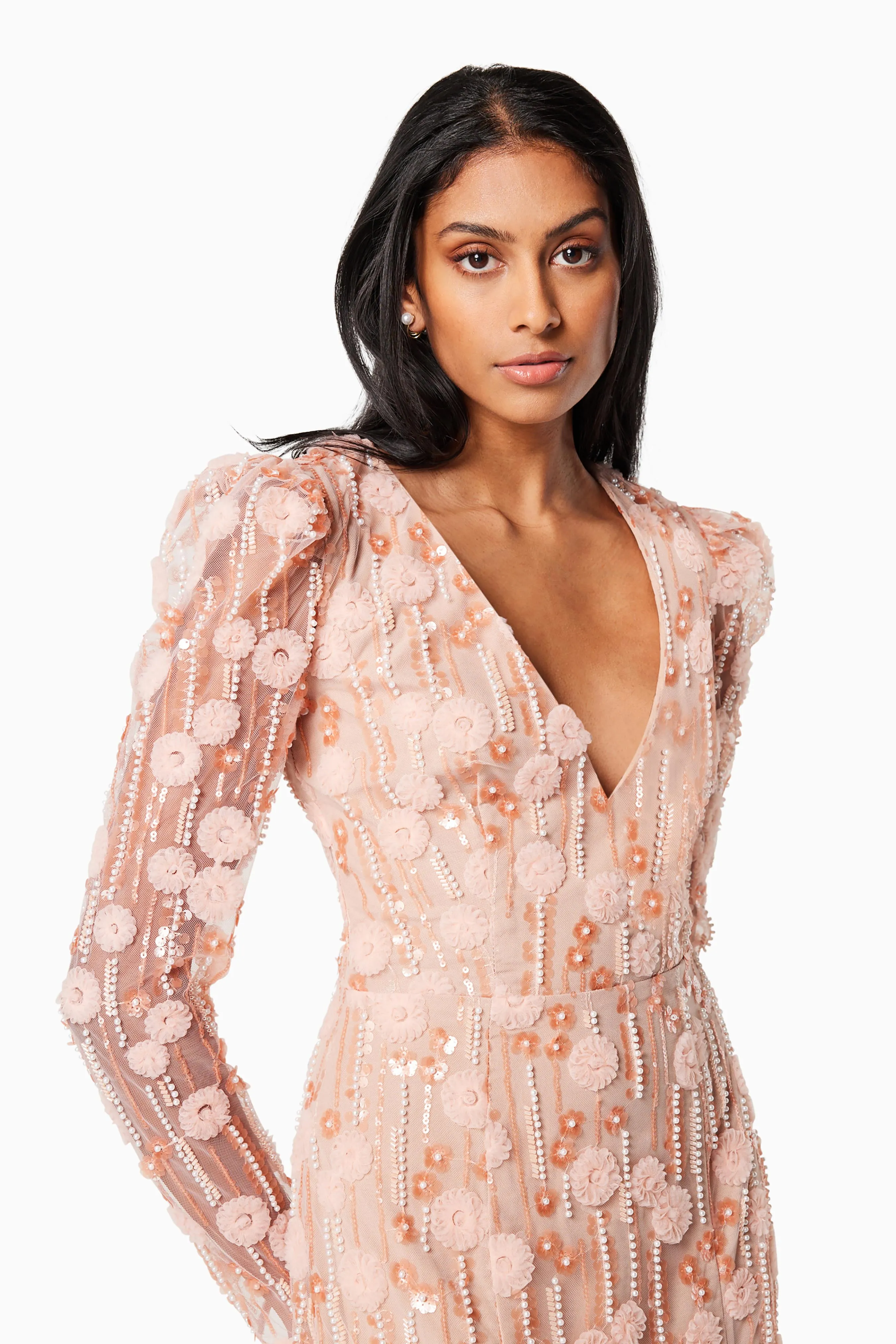 La Rochelle V Shaped Maxi Gown In Pink sold by Elliatt product image thumbnail 2