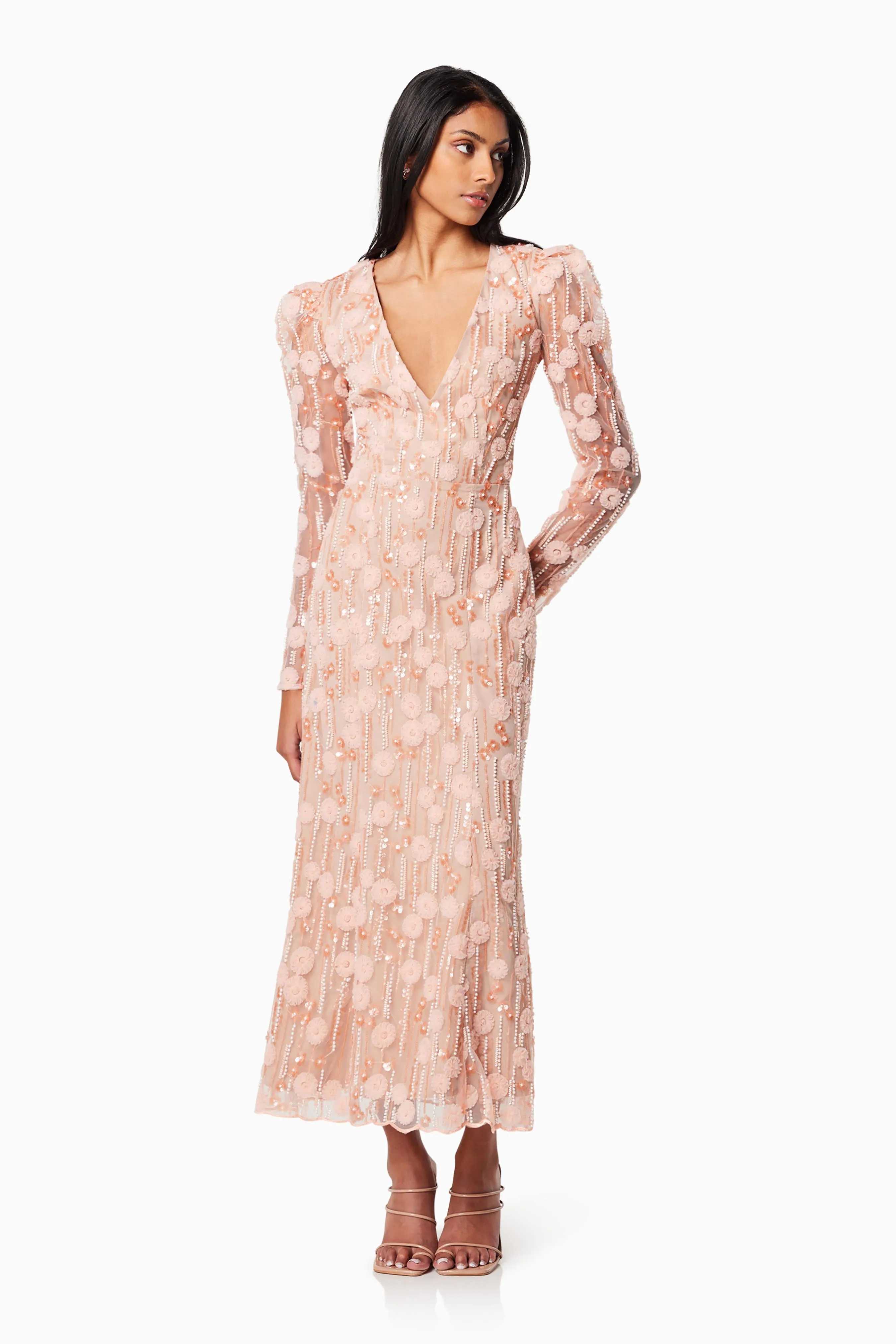 La Rochelle V Shaped Maxi Gown In Pink sold by Elliatt product image thumbnail 5