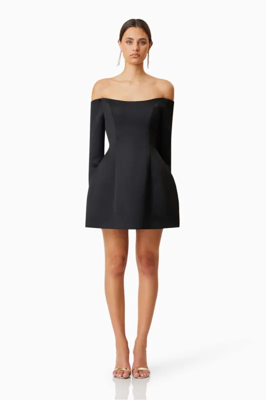 Vida Off The Shoulder Day Mini Dress In Black sold by Elliatt