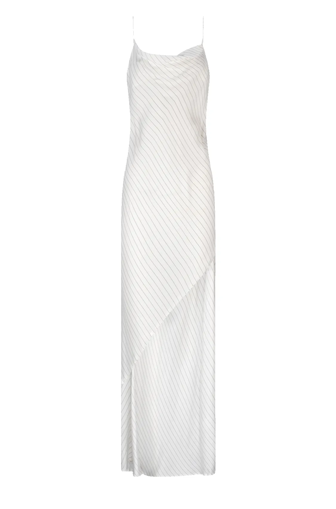 CURAAE Bella Maxi Cowl Neck Pinstripe Slip Dress In White sold by Elliatt