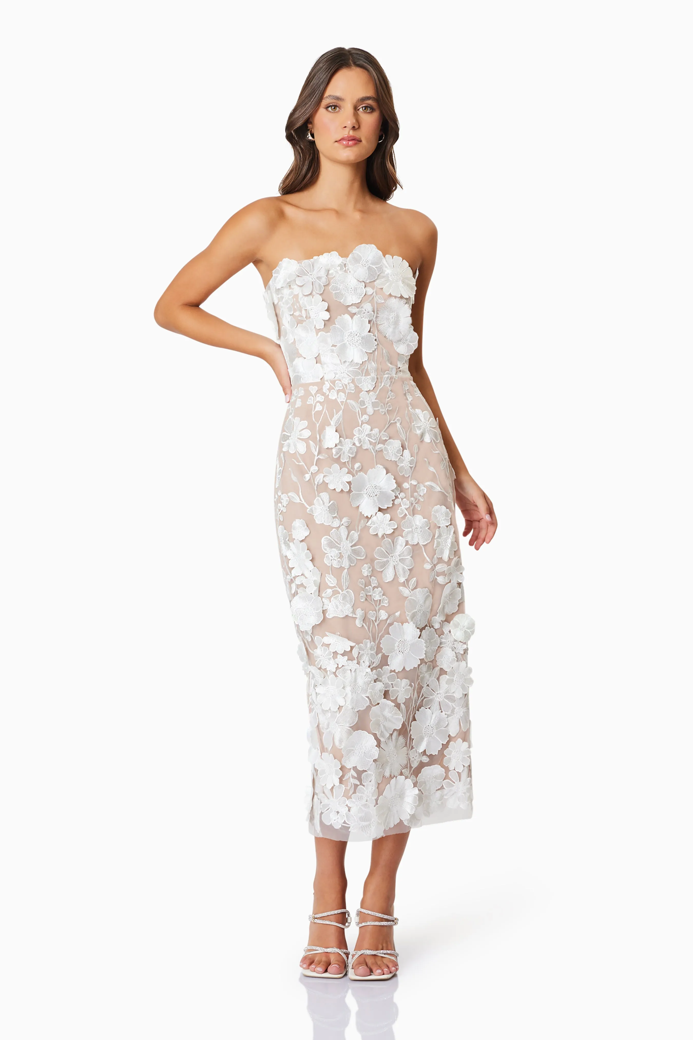 Helena Strapless Midi Dress In White sold by Elliatt product image thumbnail 4