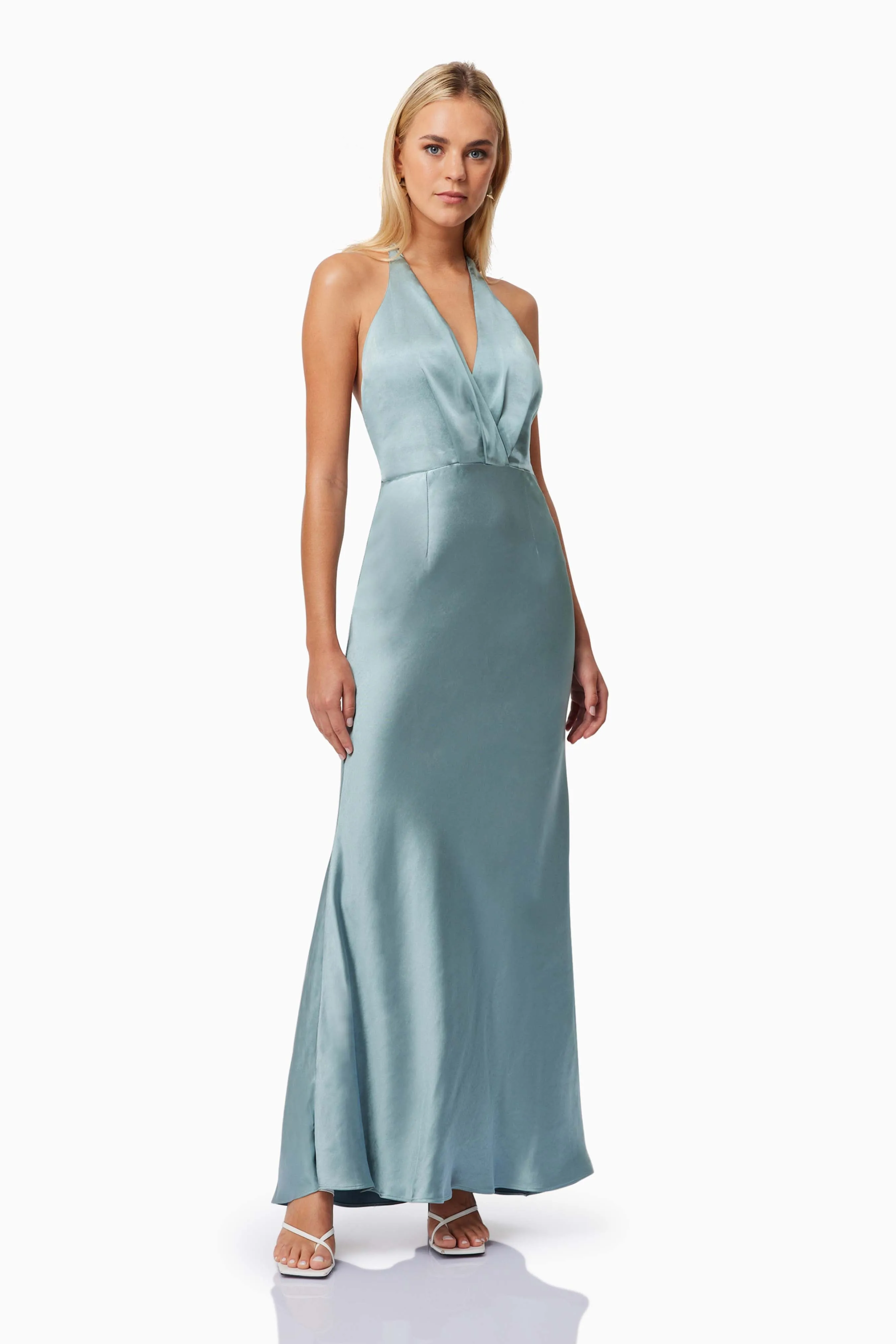 Aria Backless Satin Maxi Dress In Blue sold by Elliatt product image thumbnail 3