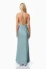 Aria Backless Satin Maxi Dress In Blue sold by Elliatt