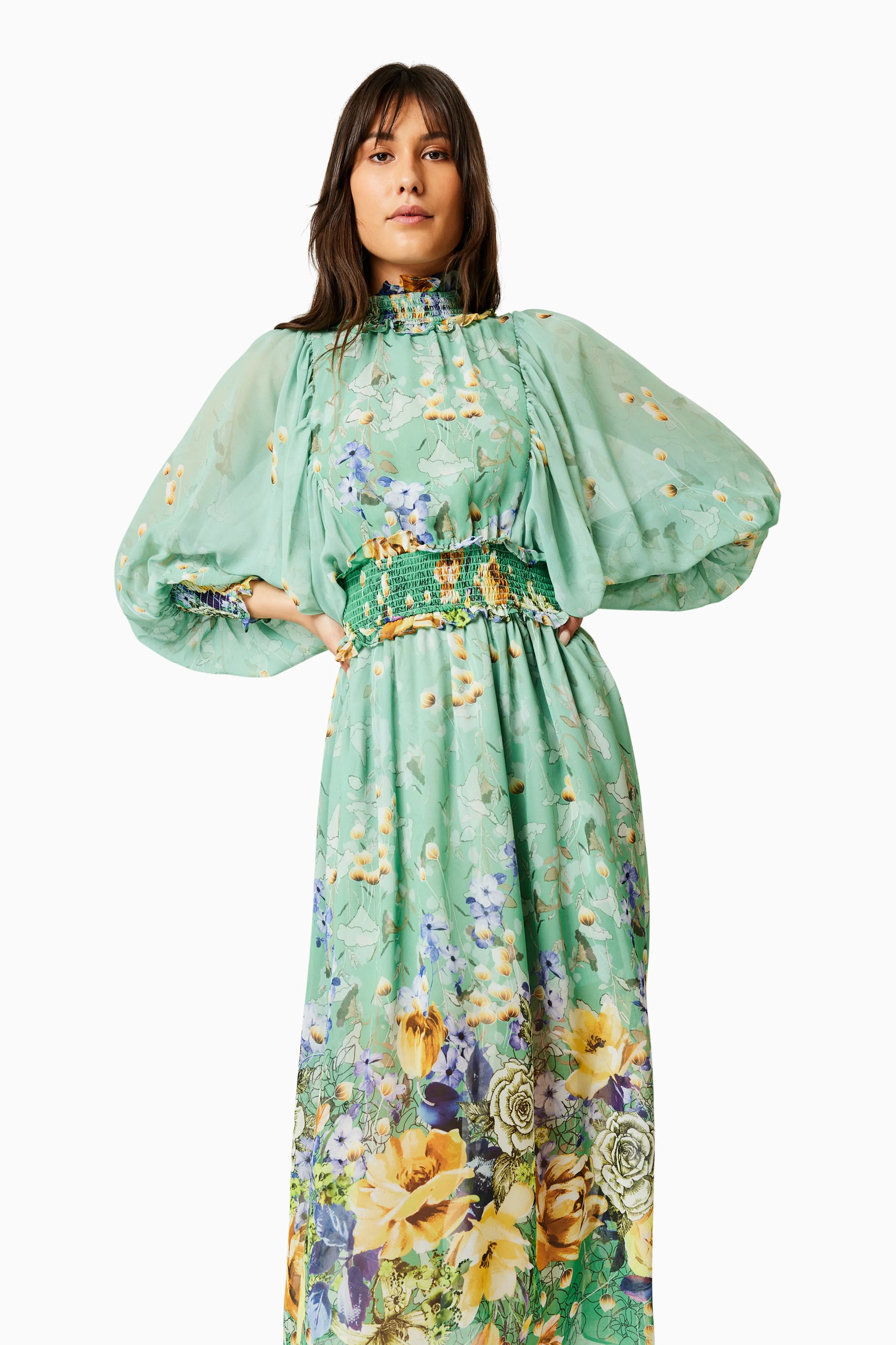 Holly Midi Floral Dress In Green sold by Elliatt product image thumbnail 2