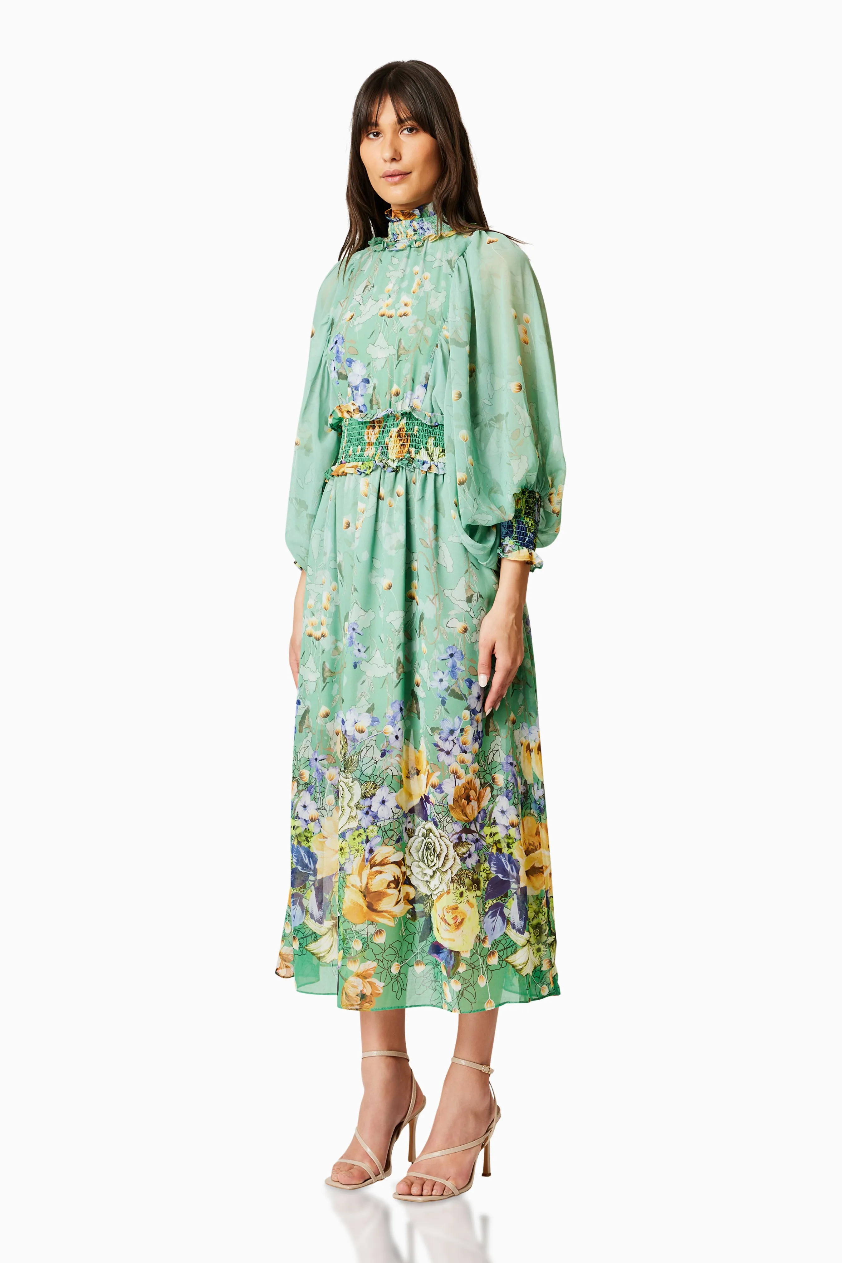Holly Midi Floral Dress In Green sold by Elliatt product image thumbnail 3