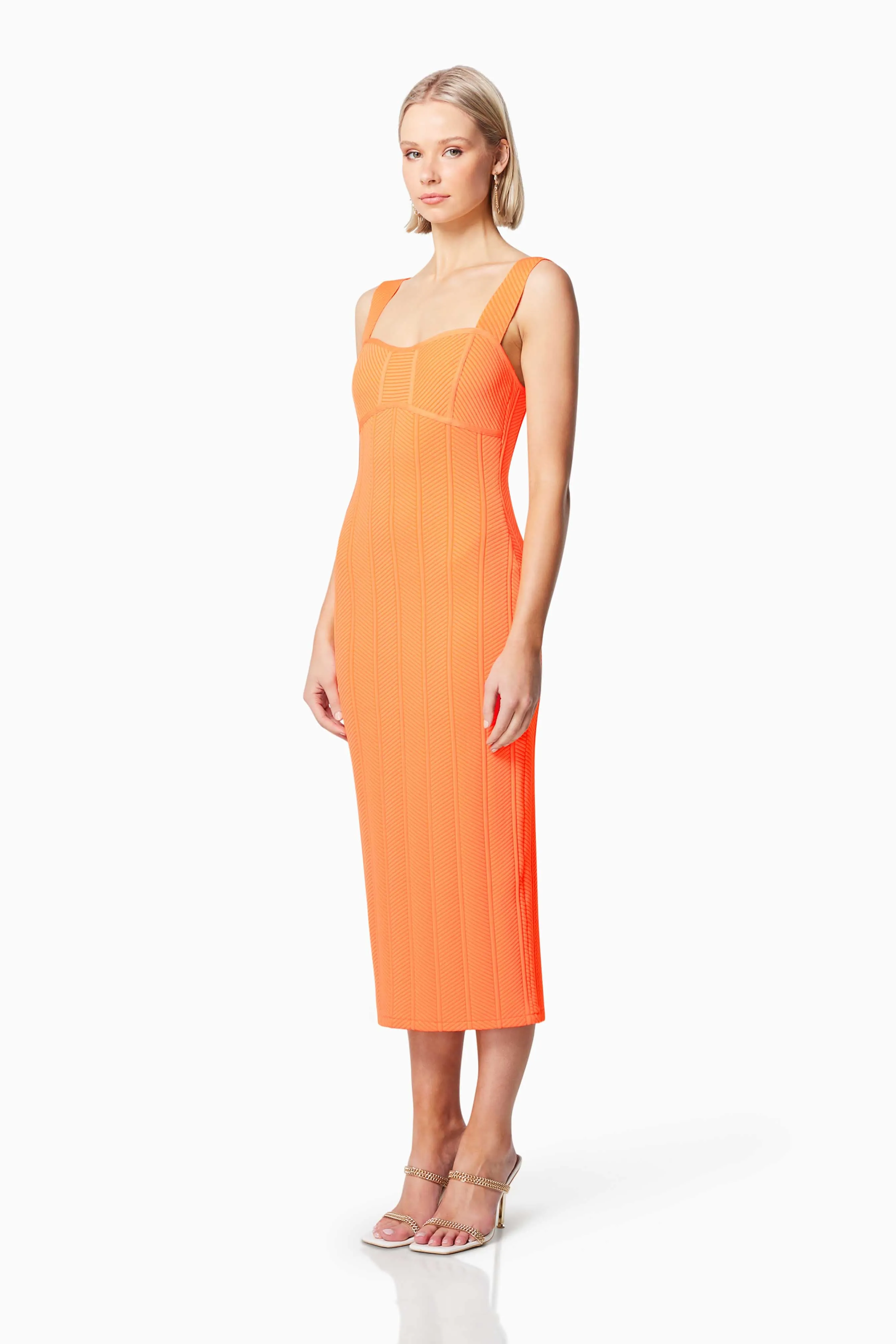 Sterling Textured Midi Dress In Orange sold by Elliatt product image thumbnail 3