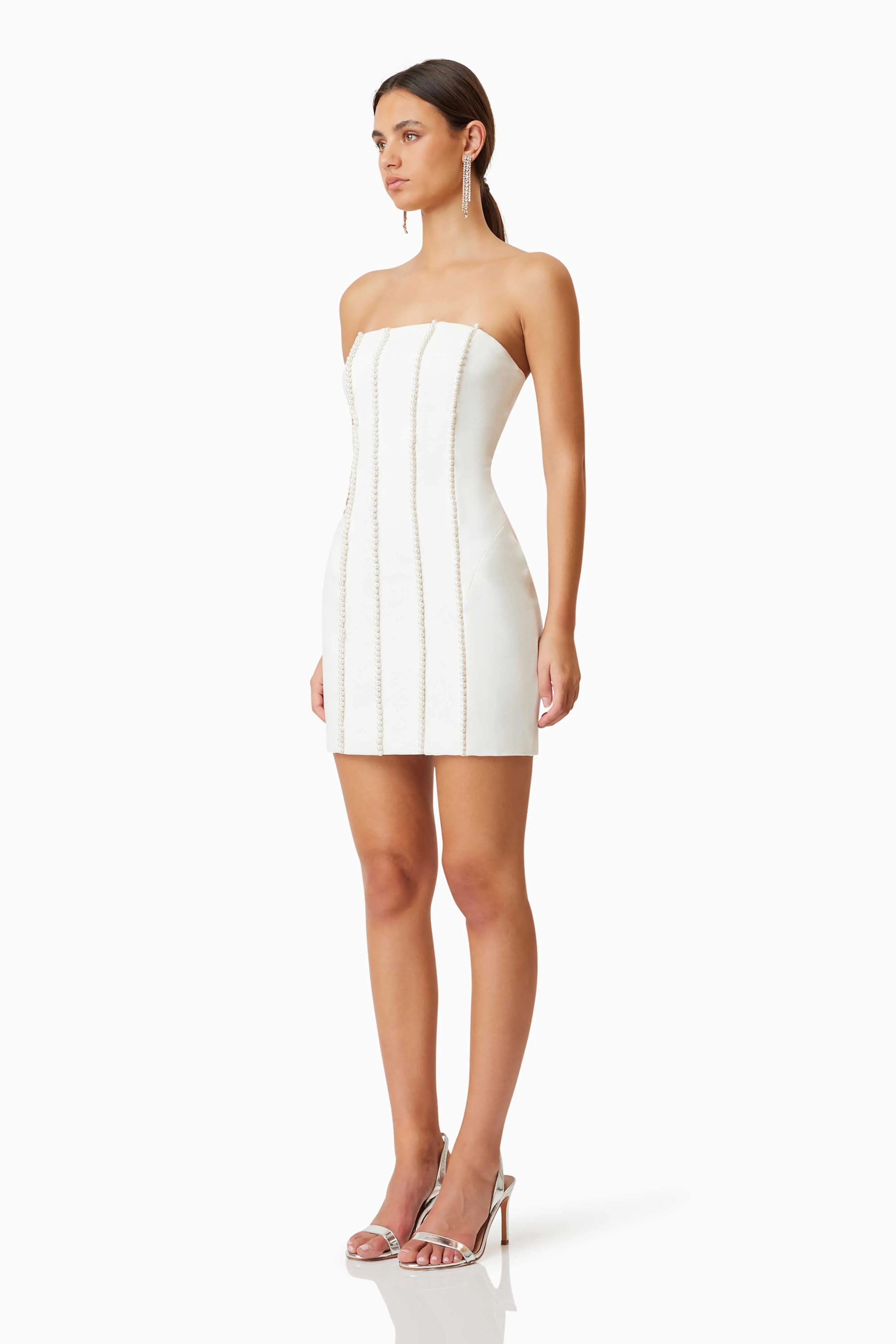 Sonnet Mini Strapless Pearl Dress In White sold by Elliatt product image thumbnail 5
