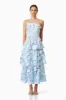Selene Maxi Tiered 3D Dress In Blue sold by Elliatt