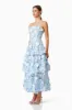 Selene Maxi Tiered 3D Dress In Blue sold by Elliatt