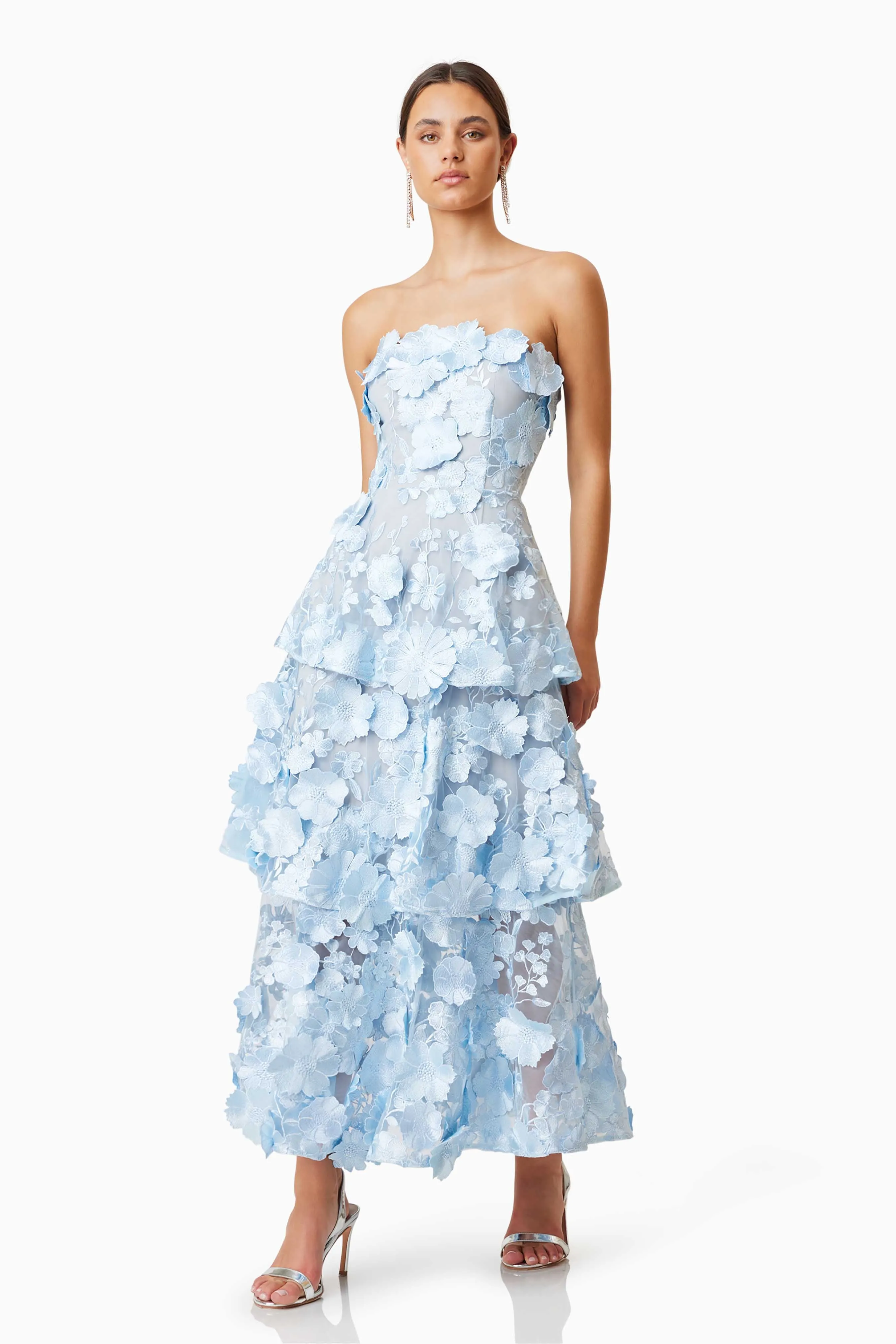 Selene Maxi Tiered 3D Dress In Blue sold by Elliatt product image thumbnail 3