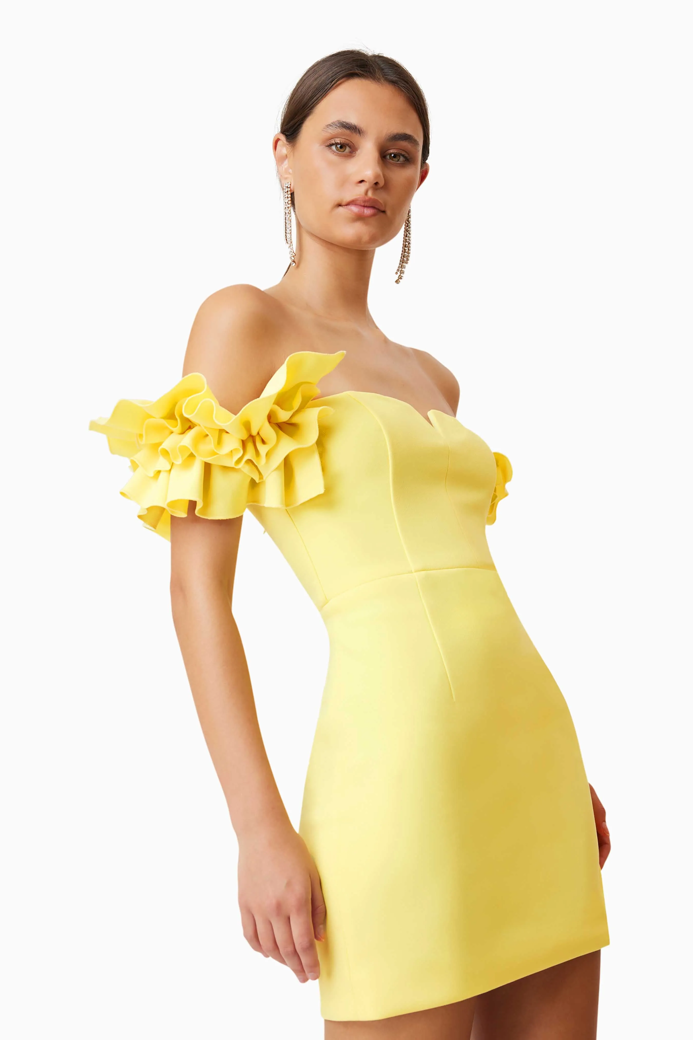 Nola Off The Shoulder Mini Dress In Yellow sold by Elliatt product image thumbnail 5