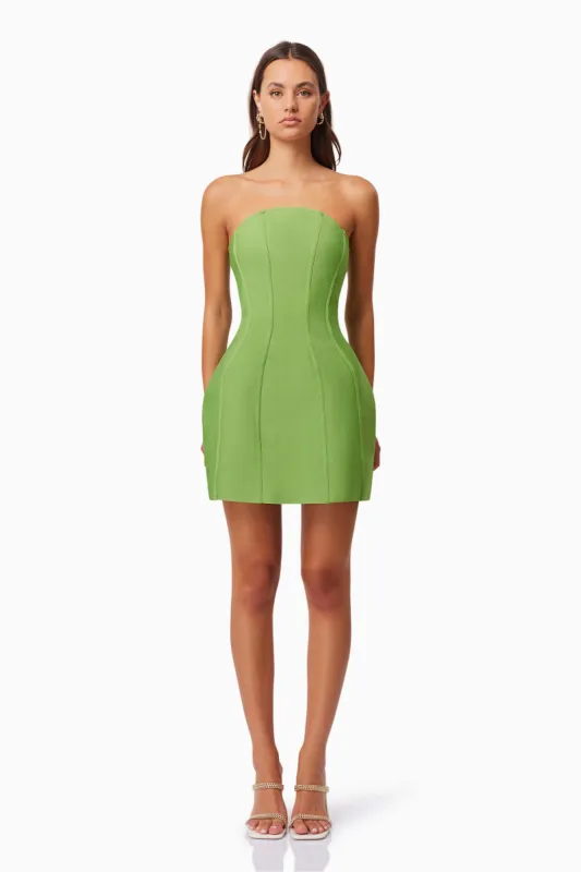 Rose Strapless Mini Dress In Green sold by Elliatt