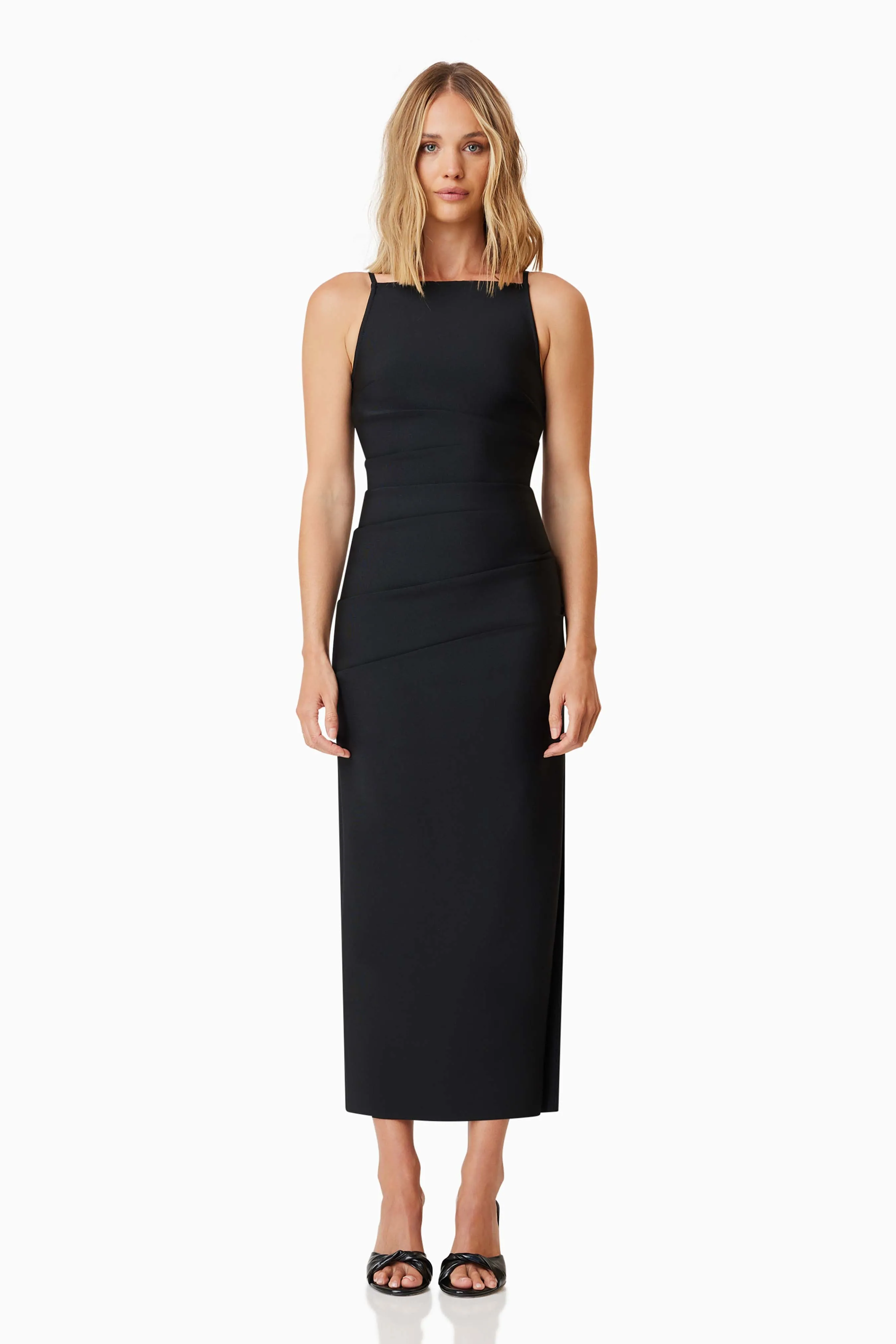 Rose Cocktail Midi Dress In Black sold by Elliatt
