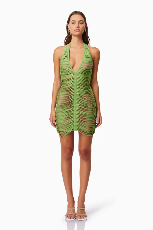 Stella Halter Neck Mini Dress In Green sold by Elliatt