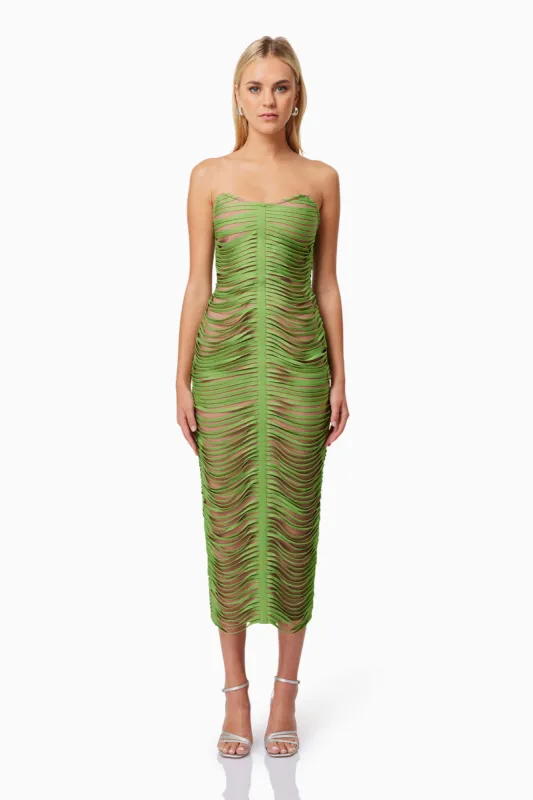 Stella Strapless Midi Dress In Green sold by Elliatt