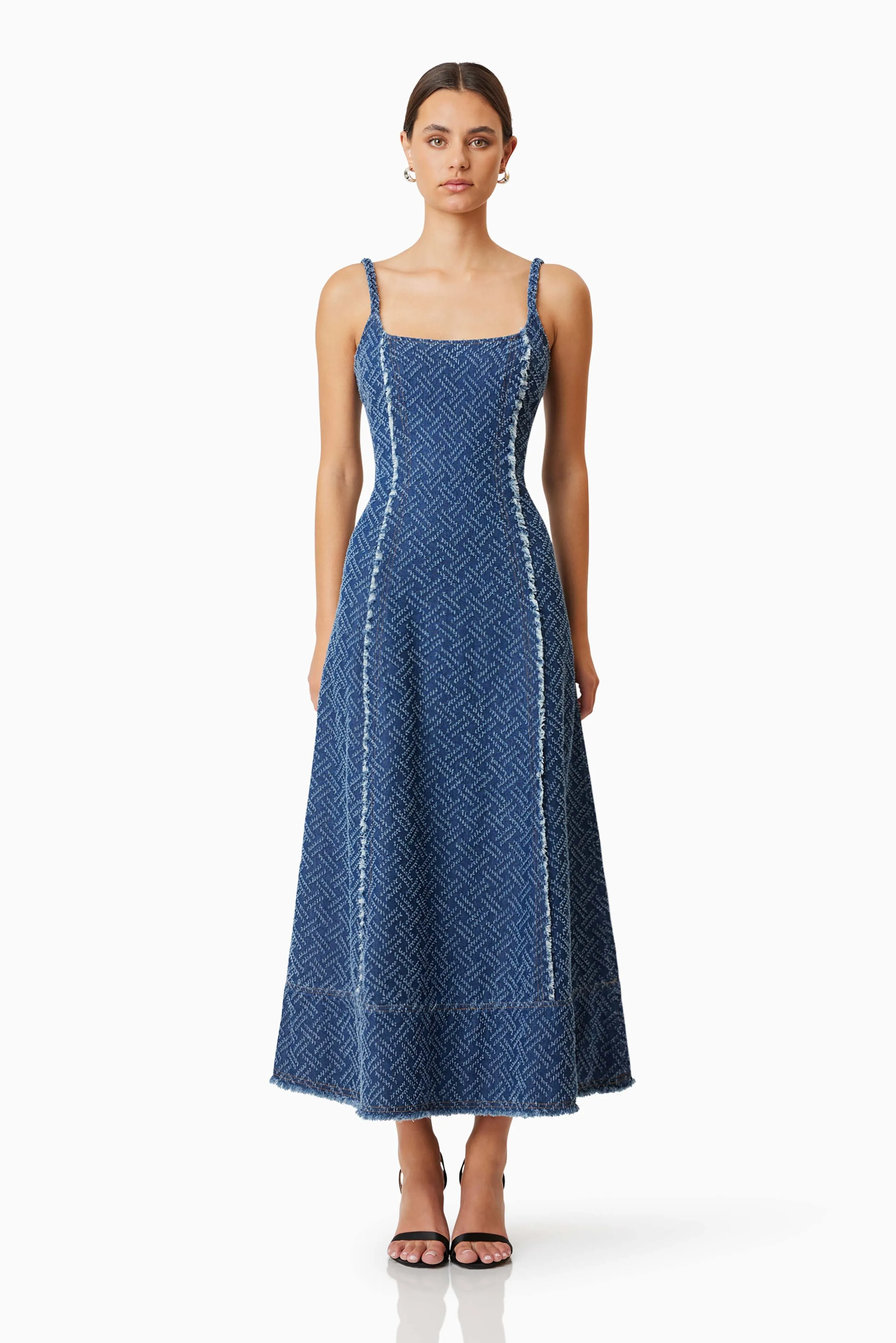 Cora Denim Midi Dress In Blue sold by Elliatt