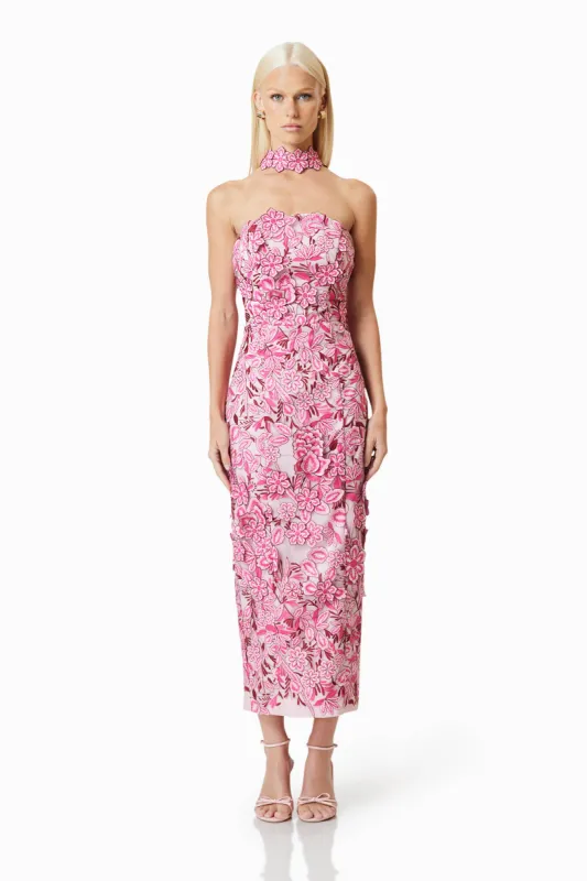 OMR x ELLIATT: Roseate Cocktail Midi Dress In Pink sold by Elliatt