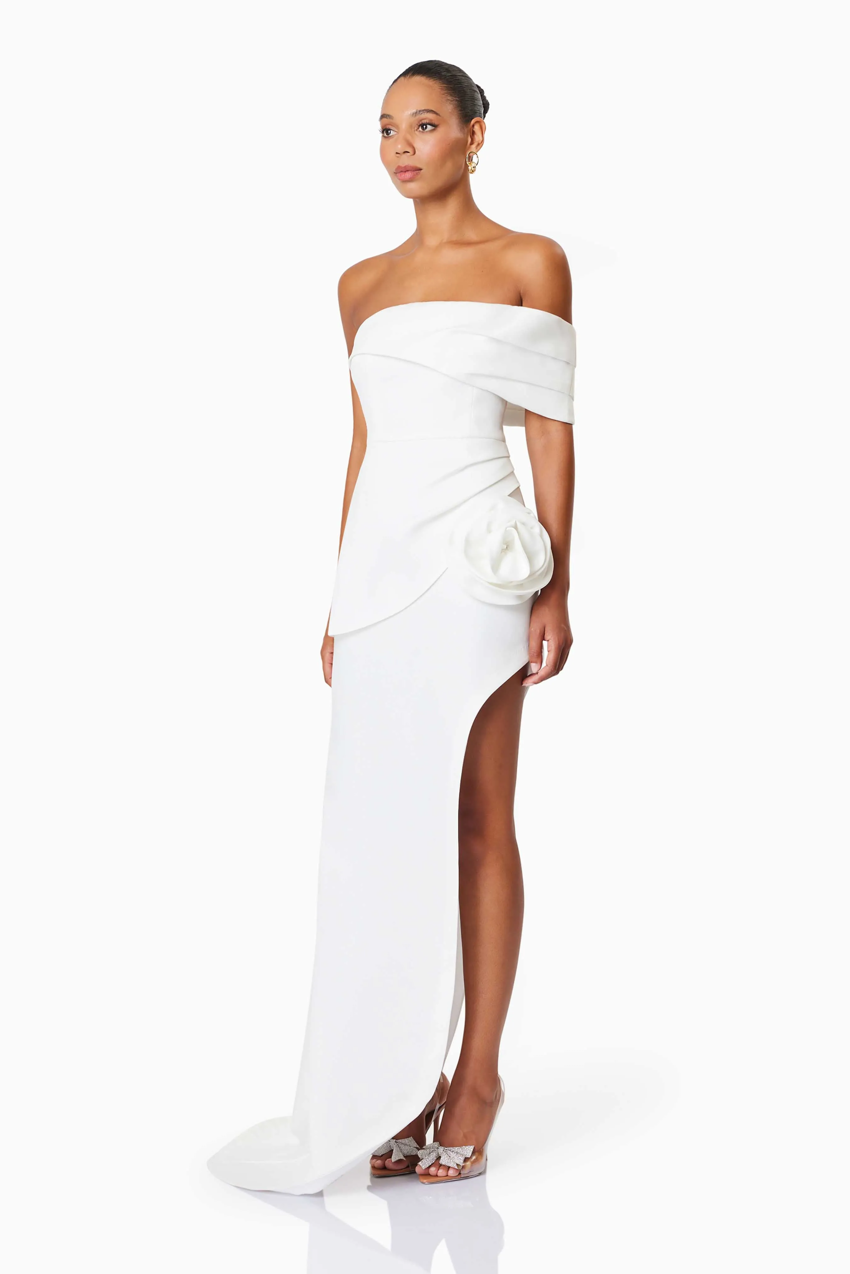 Bethany Off The Shoulder Maxi Gown In White sold by Elliatt product image thumbnail 2