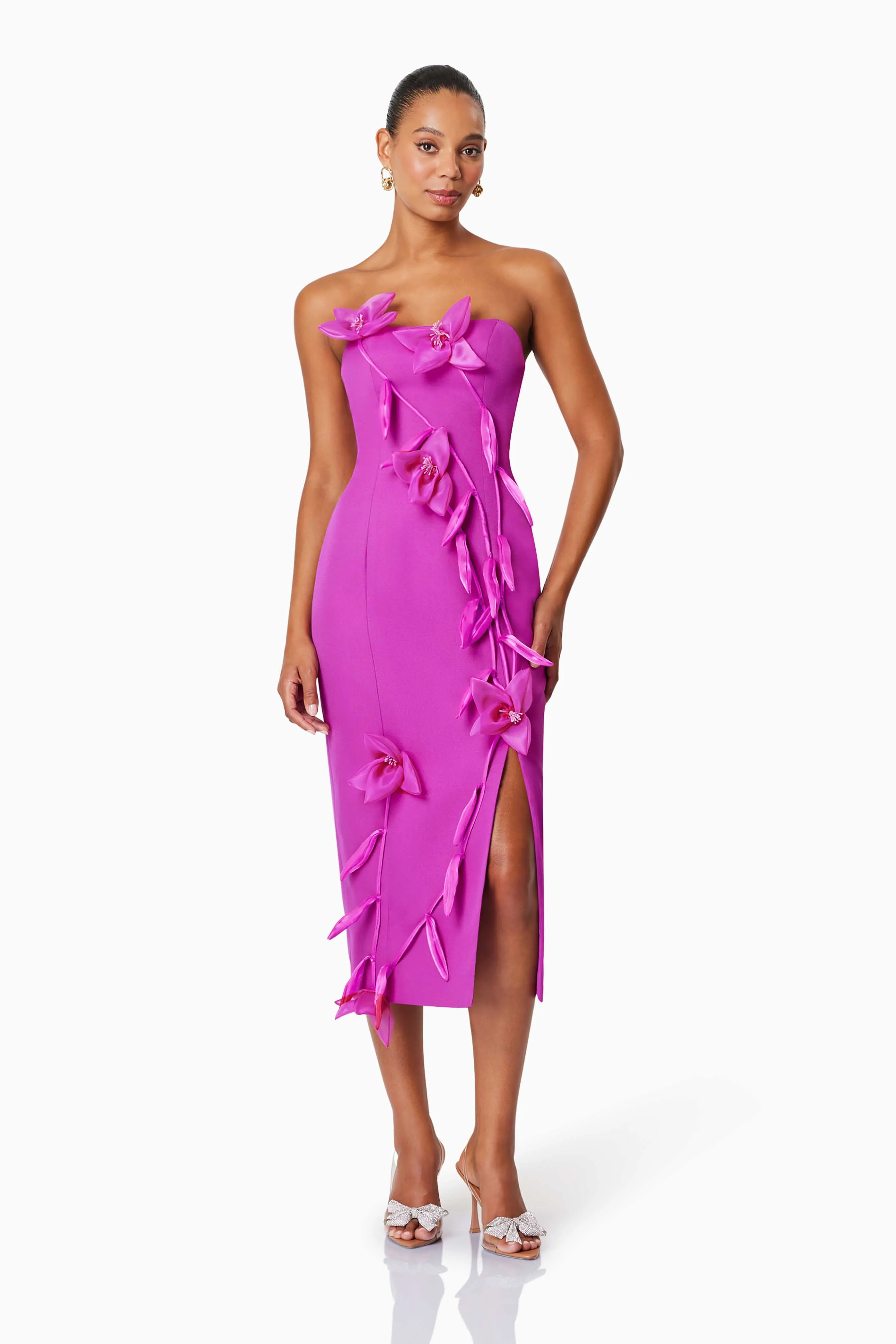 Bethany Strapless Floral Midi Dress In Purple sold by Elliatt product image thumbnail 4