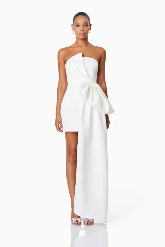 Alice Bow Strapless Mini Dress In White sold by Elliatt