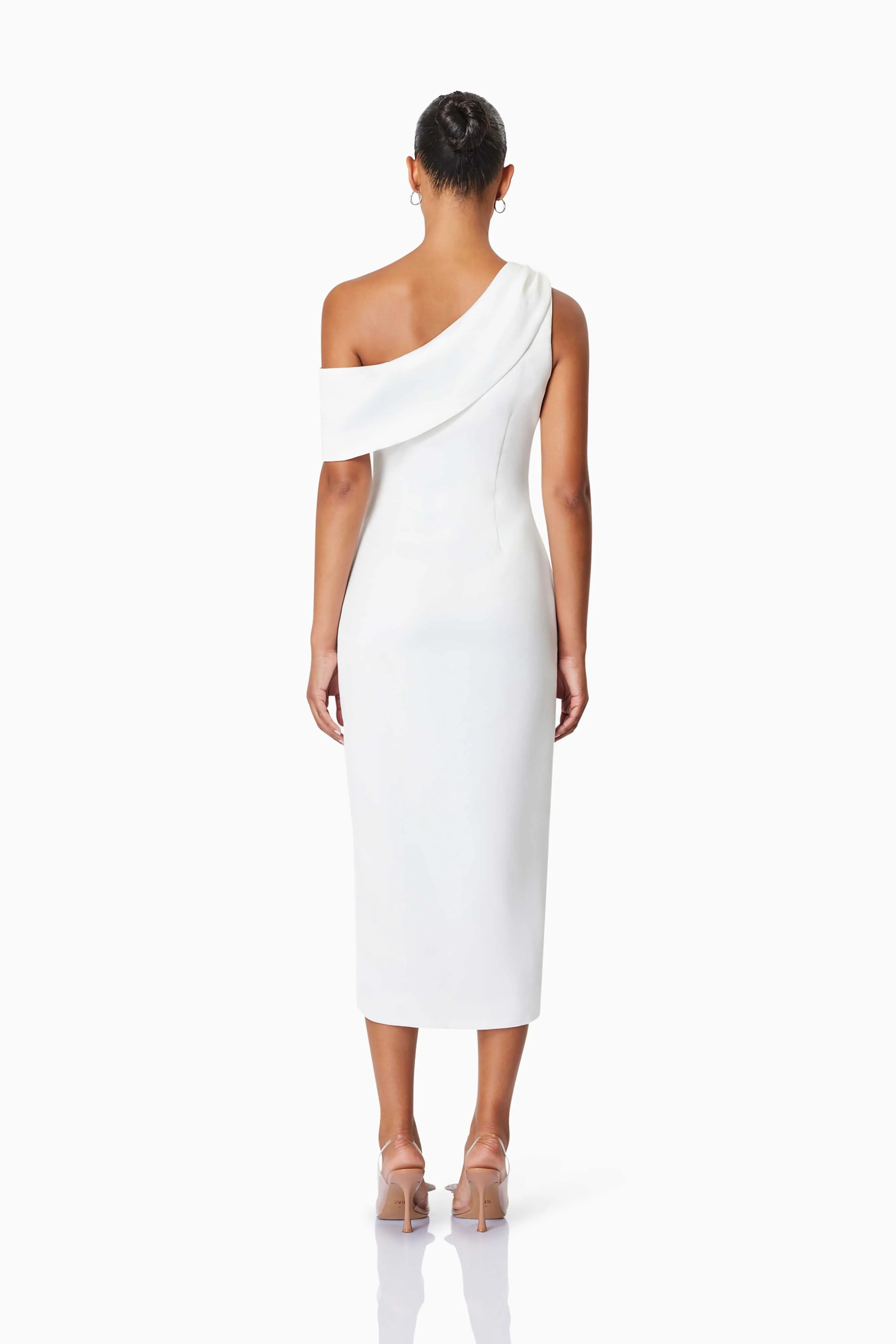 Alice One Shoulder Cocktail Midi Dress In White sold by Elliatt product image thumbnail 5