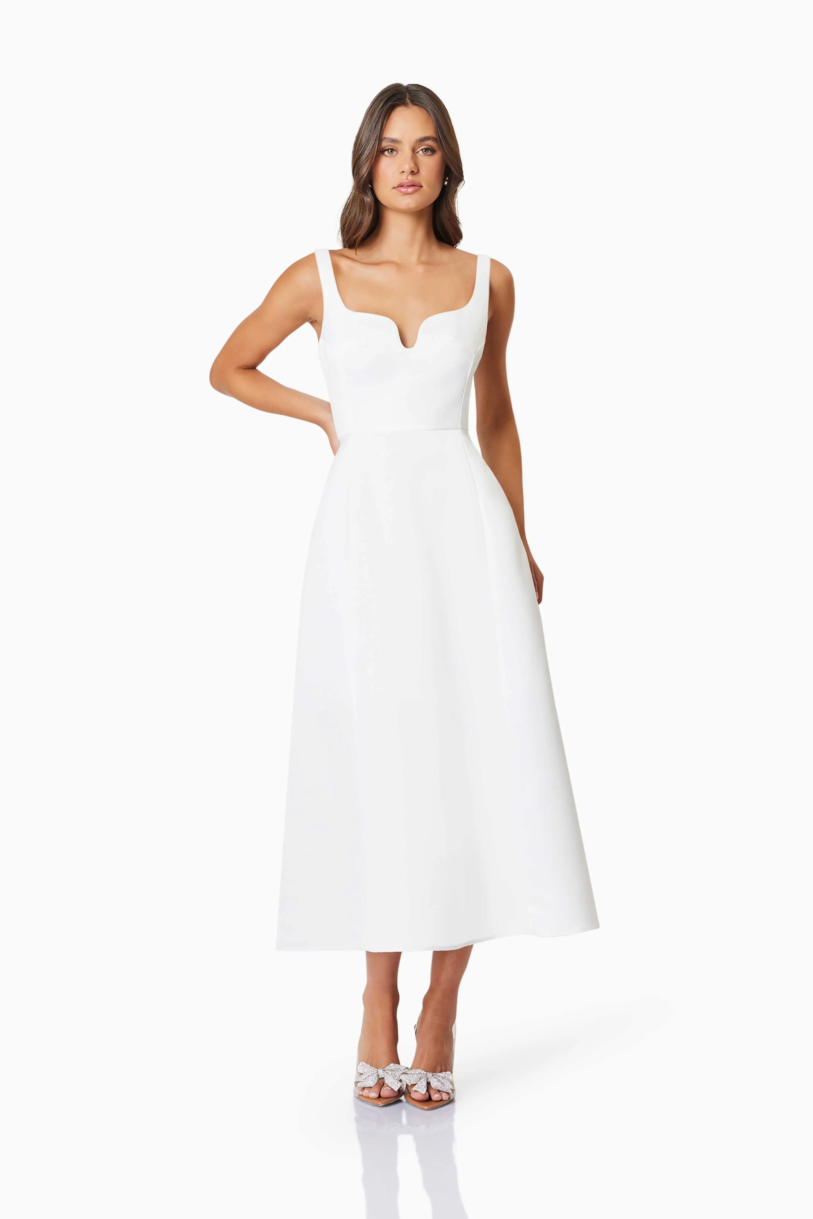 Alice Duchess Satin Midi Dress In White sold by Elliatt product image thumbnail 4