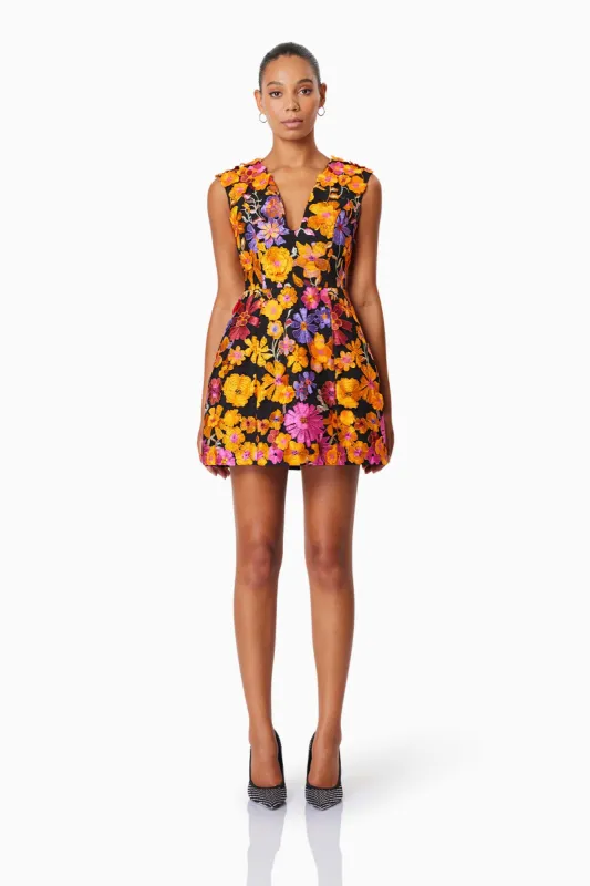 Alessandra Floral Mini Dress In Orange sold by Elliatt