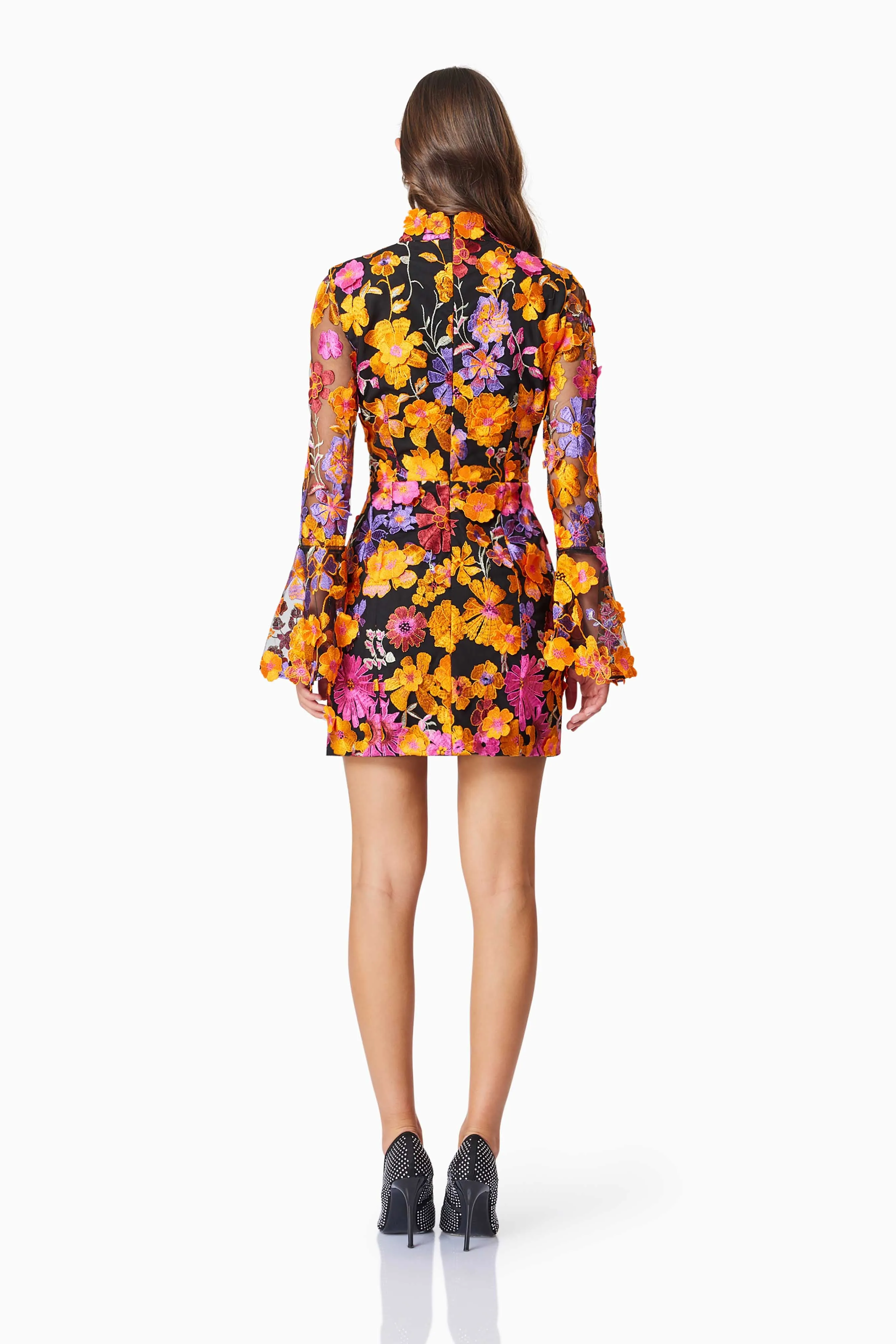 Alessandra Floral Long Sleeve Mini Dress In Orange sold by Elliatt product image thumbnail 5