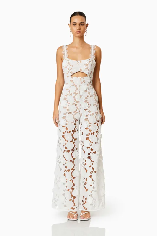 Windward Lace Jumpsuit In White sold by Elliatt