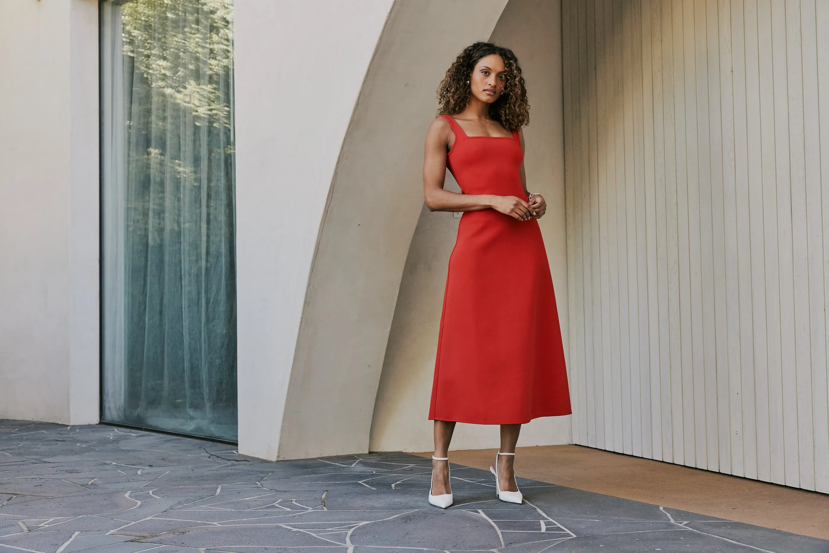 CURAAE Mia Midi Dress In Cherry Red sold by Elliatt product image thumbnail 5