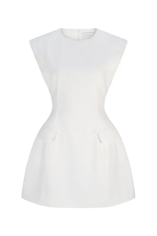 CURAAE Seren Flap Mini Dress In White sold by Elliatt