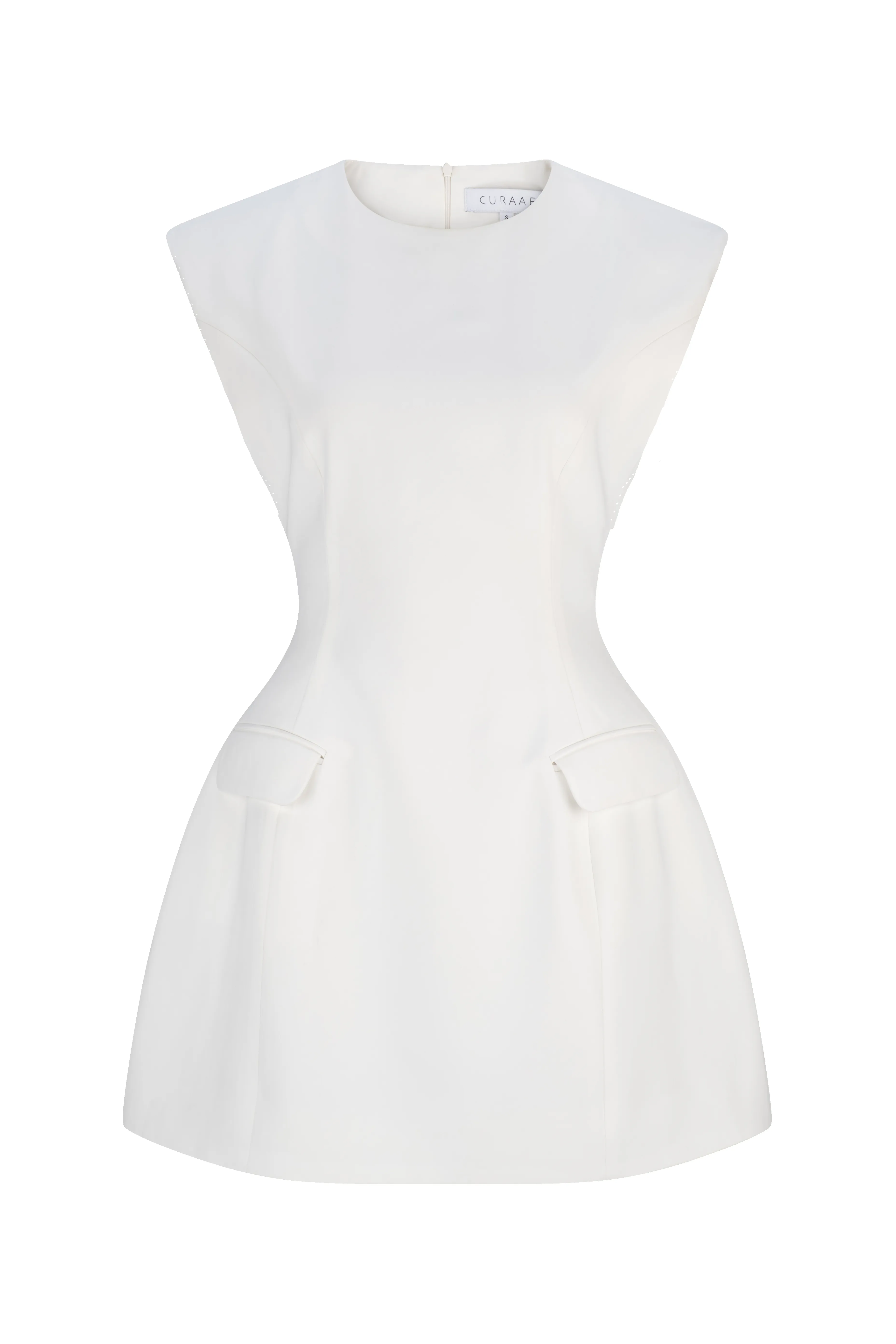 CURAAE Seren Flap Mini Dress In White sold by Elliatt