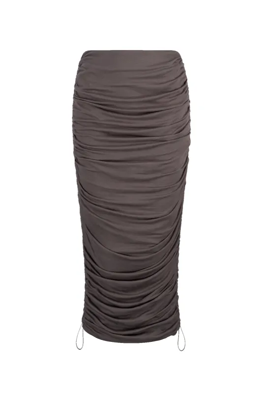 CURAAE Odette Fitted Midi Skirt In Grey sold by Elliatt