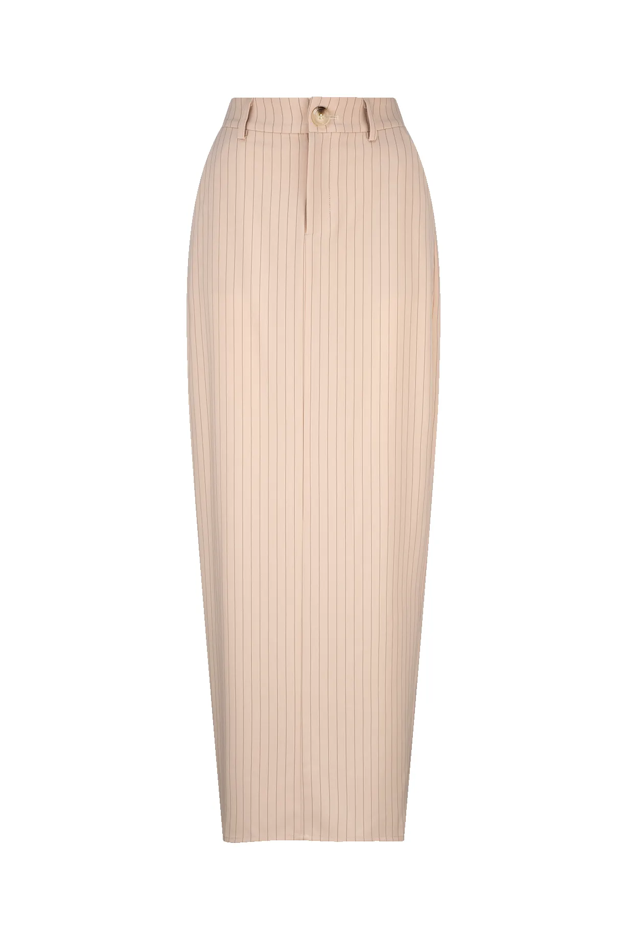 CURAAE Aveline Pinstripe Maxi Skirt In Beige sold by Elliatt