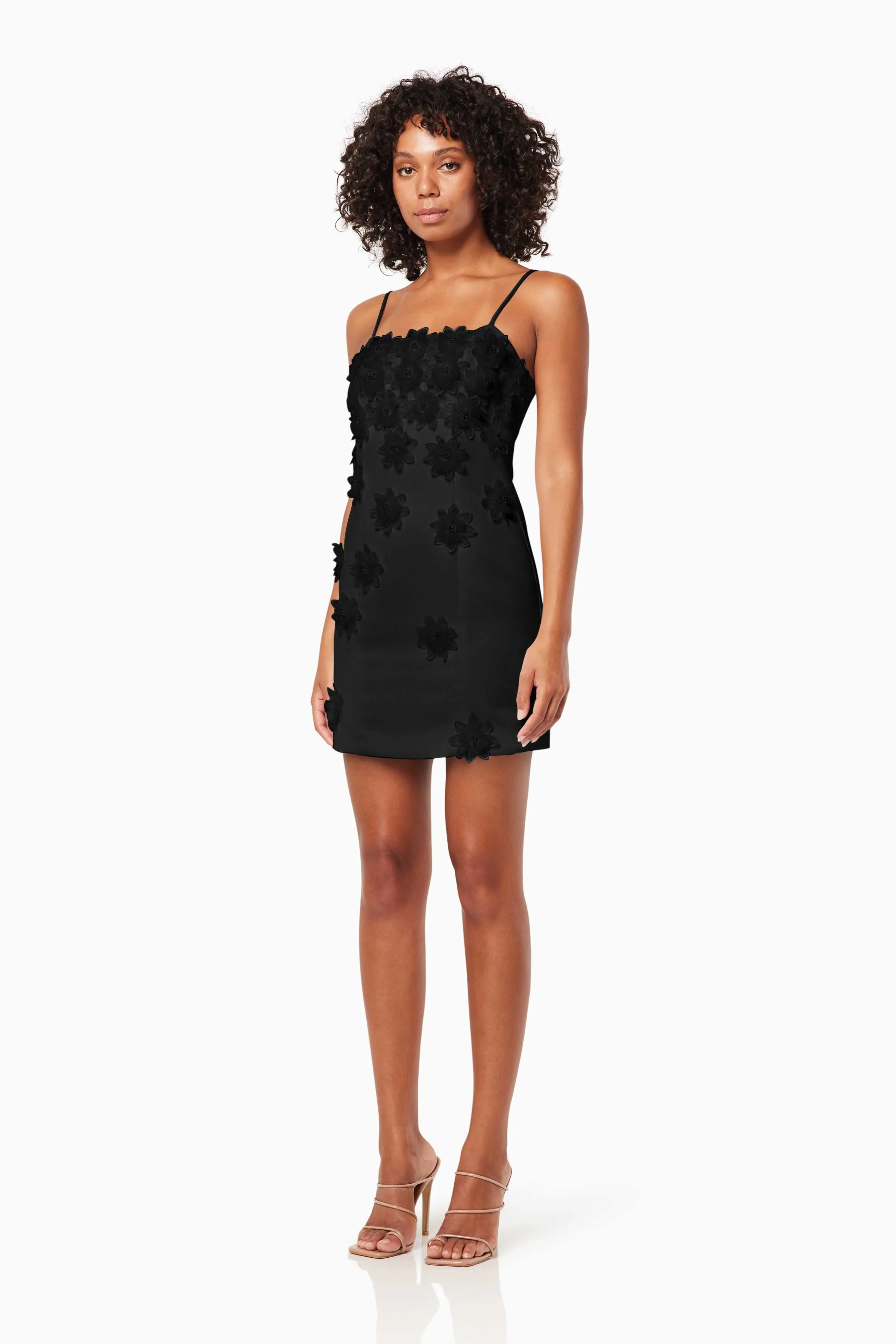 Sutton 3D Floral Mini Dress In Black sold by Elliatt product image thumbnail 3