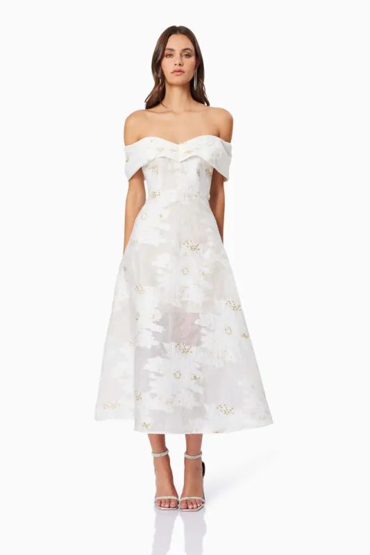 Octavia Sweetheart Midi Dress In White sold by Elliatt