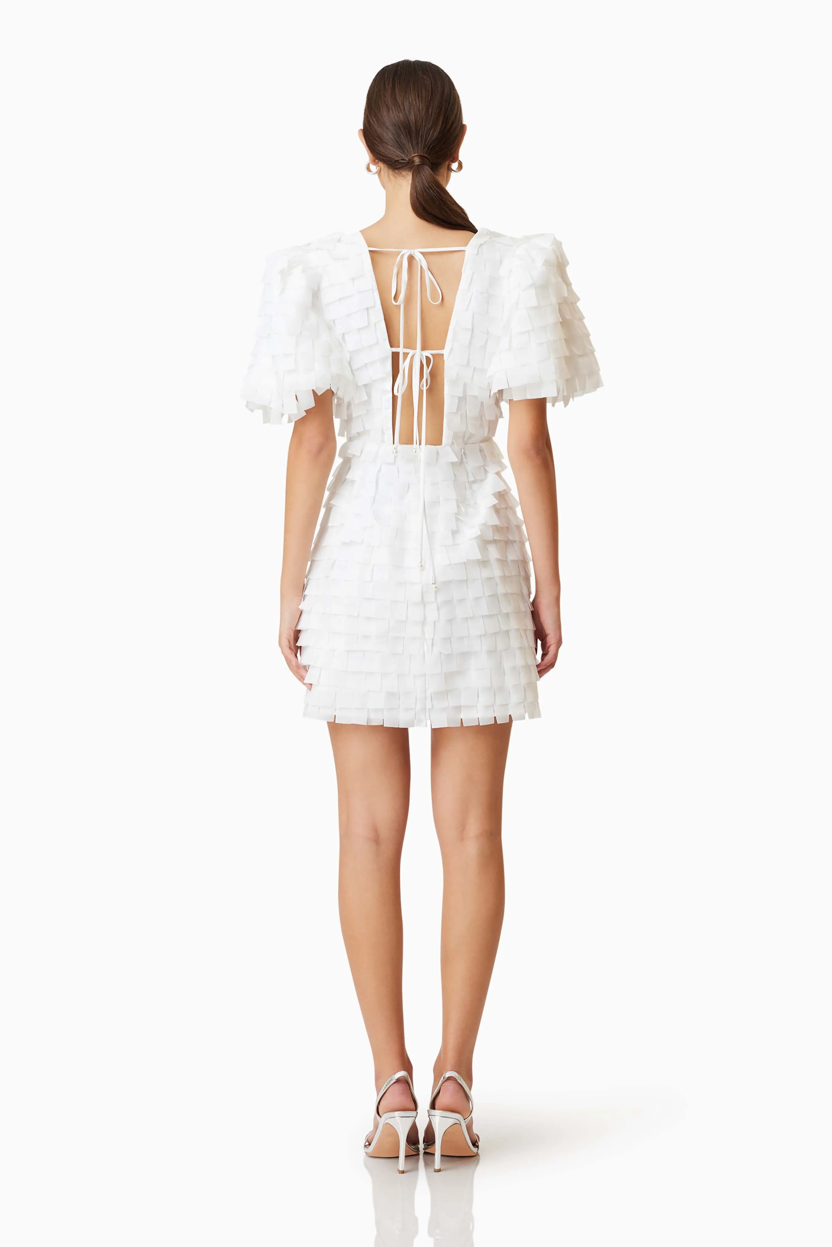 Hailey Textured 3D Mini Dress In White sold by Elliatt product image thumbnail 5