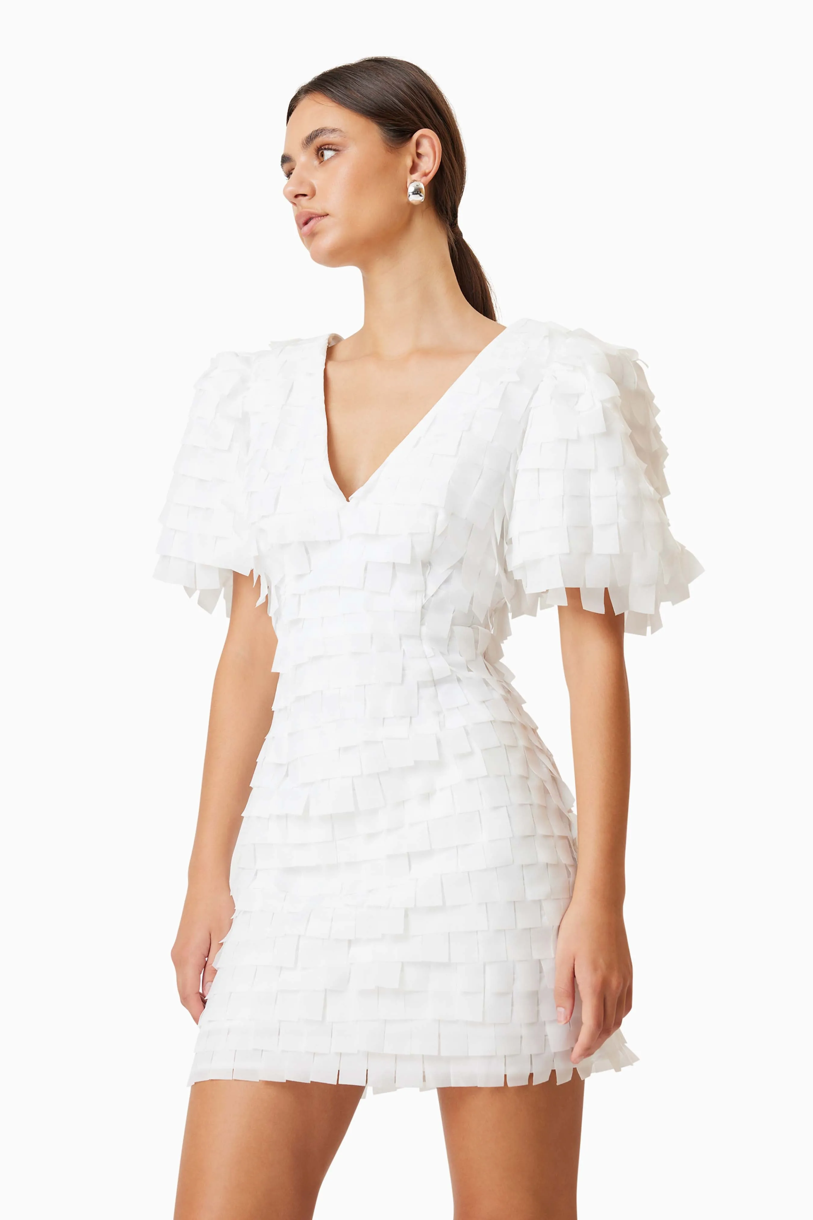 Hailey Textured 3D Mini Dress In White sold by Elliatt product image thumbnail 2
