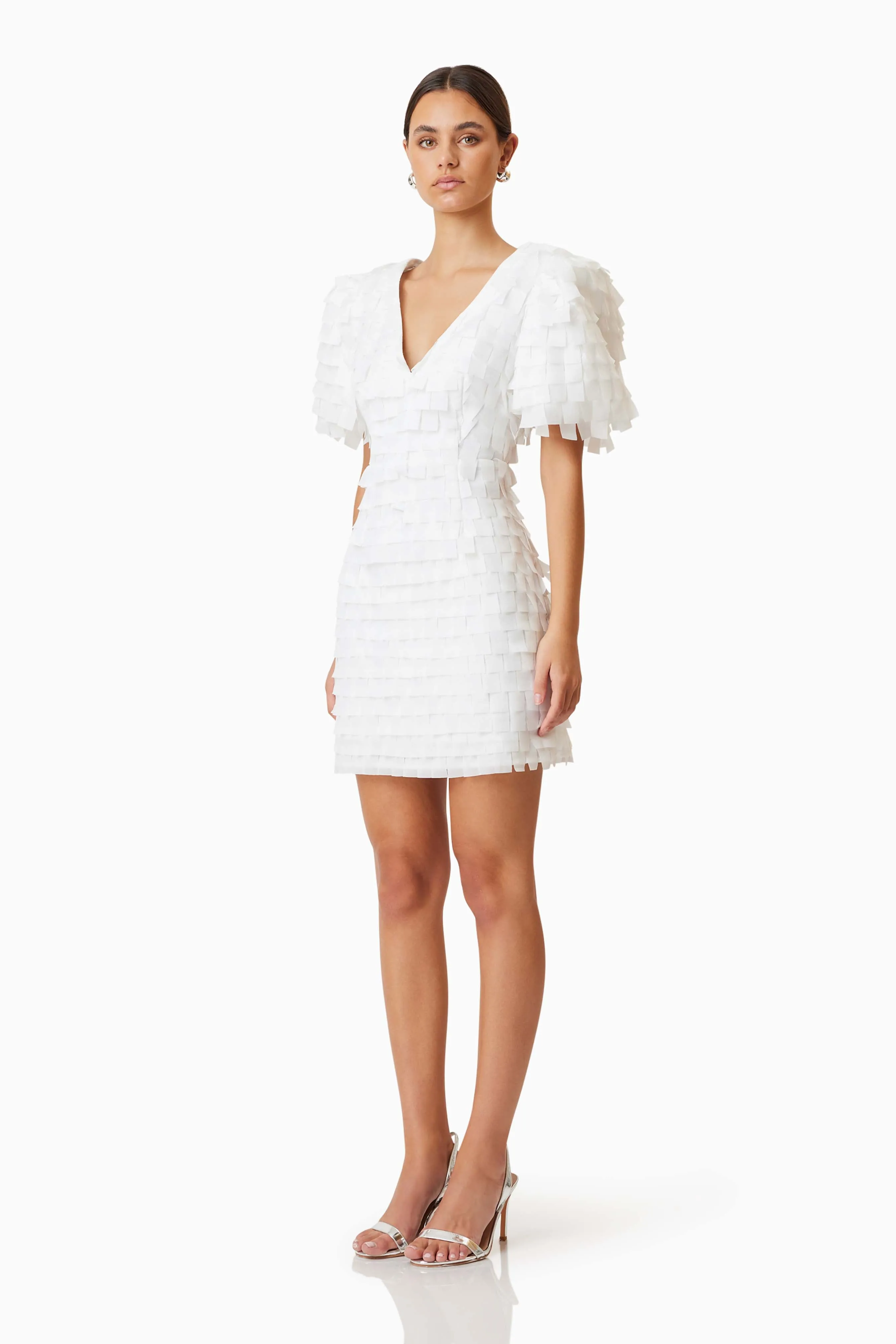 Hailey Textured 3D Mini Dress In White sold by Elliatt product image thumbnail 3