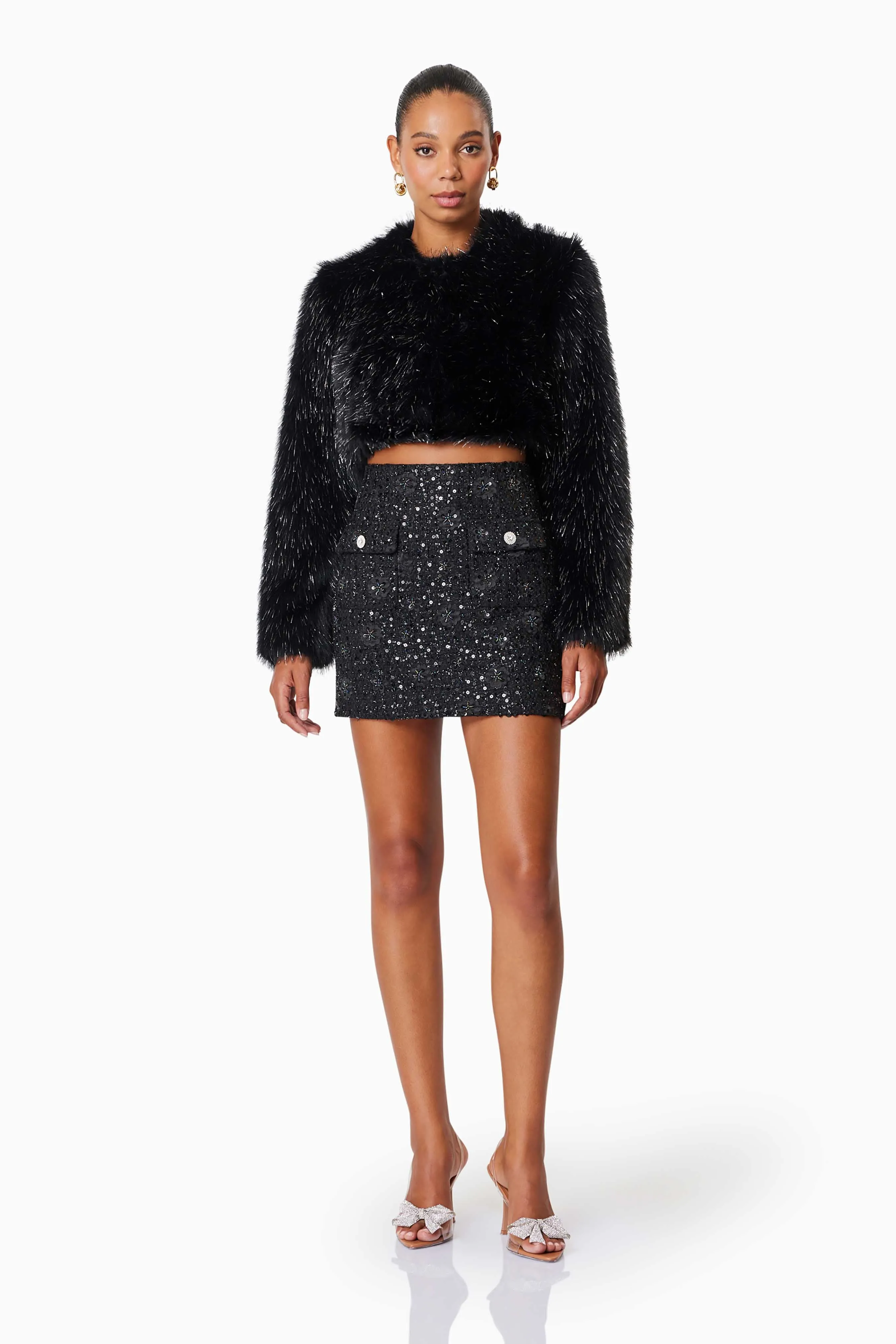 Cosette Faux Fur Jacket In Black sold by Elliatt product image thumbnail 3